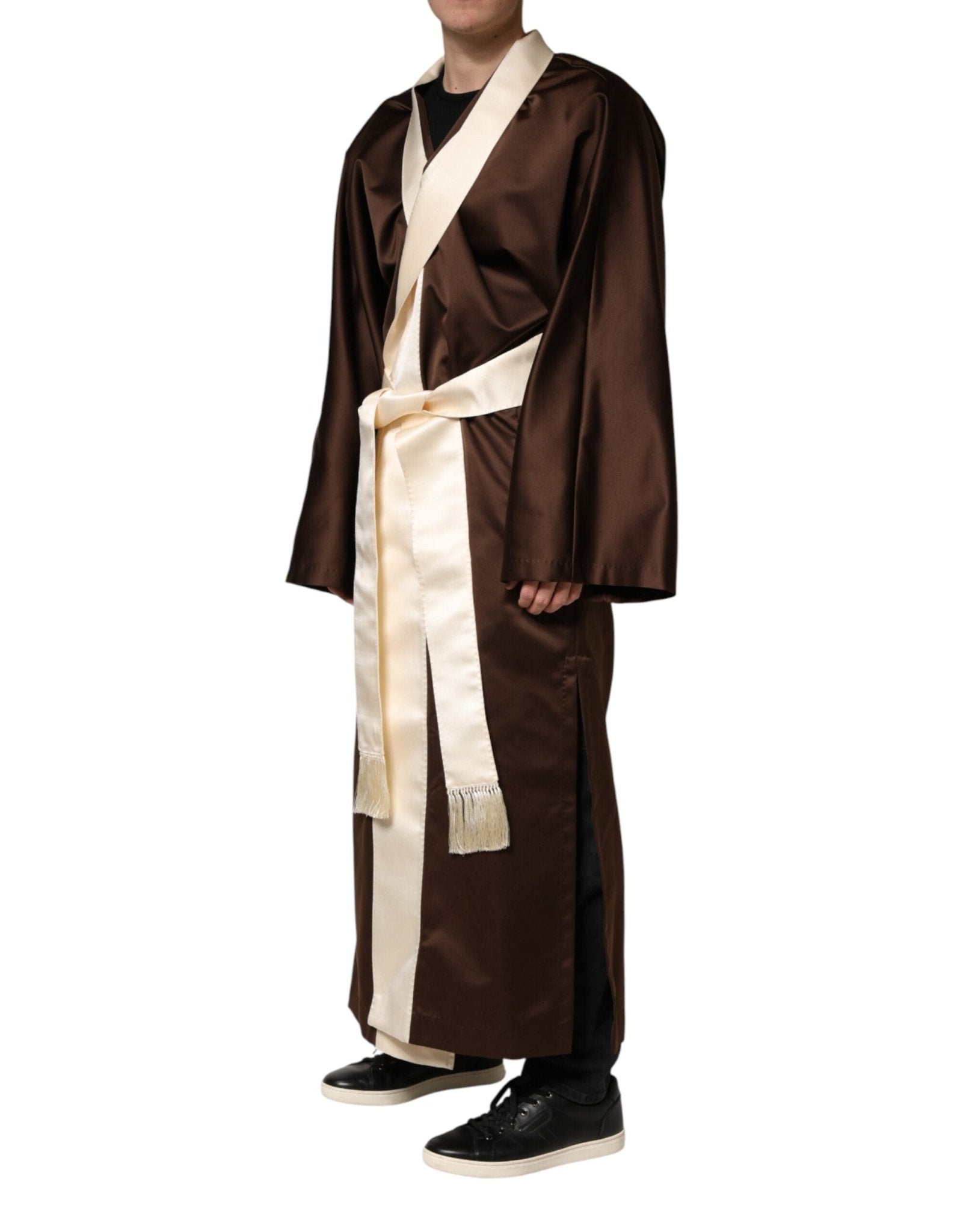 Dolce & Gabbana Brown Cream Lounge Belted Bathrobe Jacket - RIMODA
