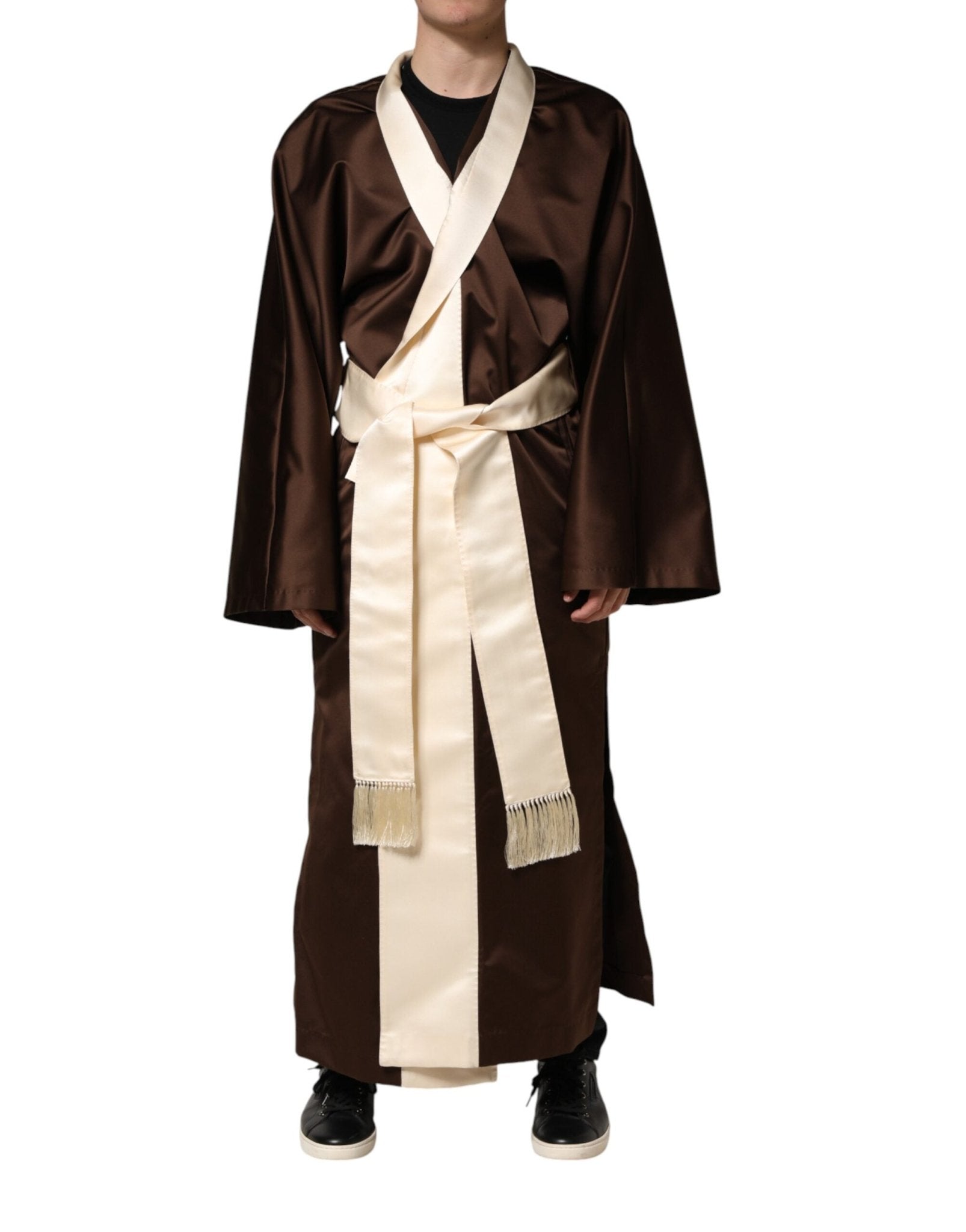 Dolce & Gabbana Brown Cream Lounge Belted Bathrobe Jacket - RIMODA