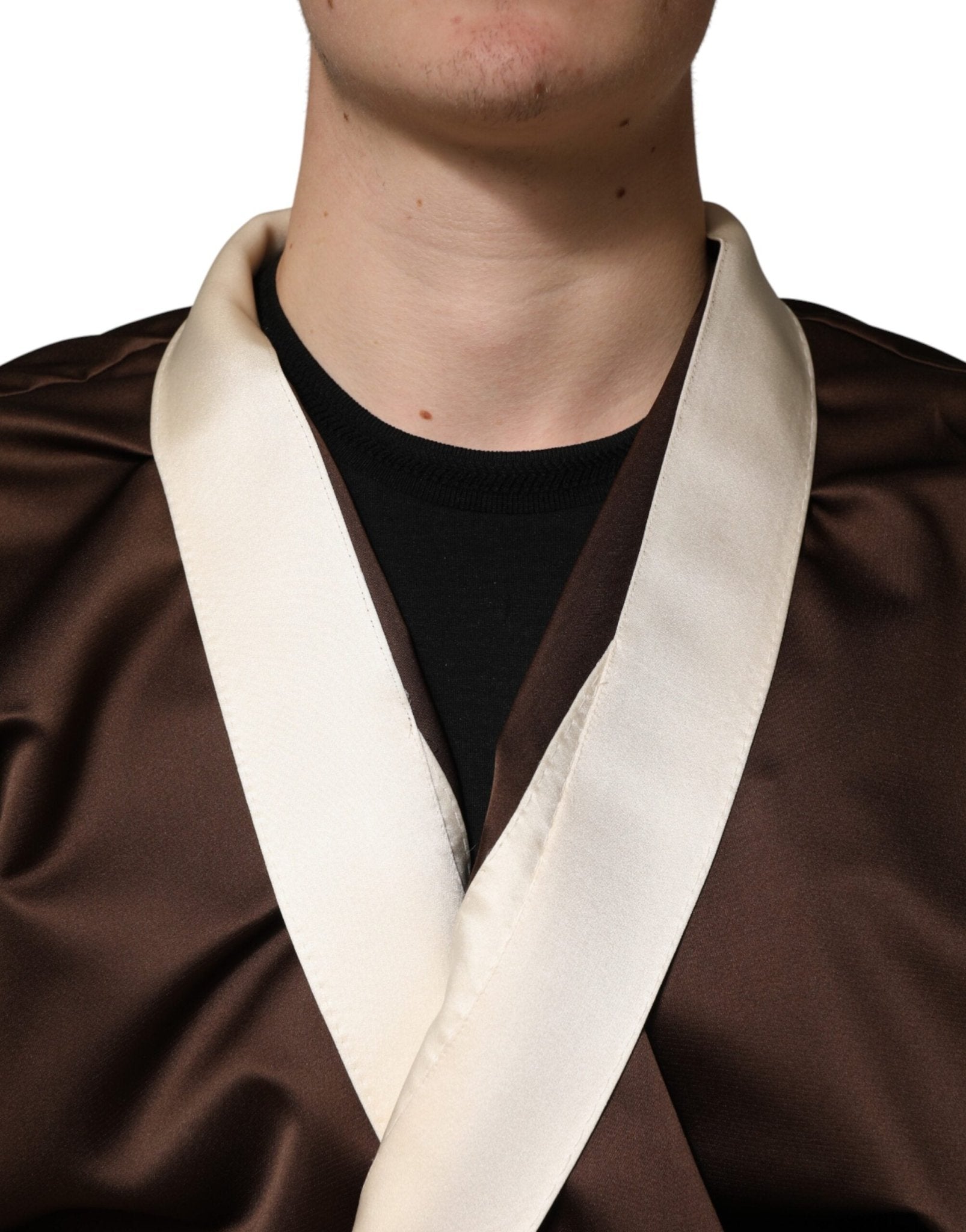 Dolce & Gabbana Brown Cream Lounge Belted Bathrobe Jacket - RIMODA