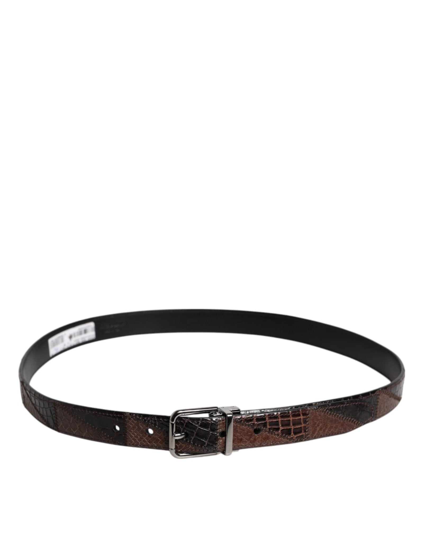 Dolce & Gabbana Brown Exotic Leather Metal Logo Buckle Belt - RIMODA