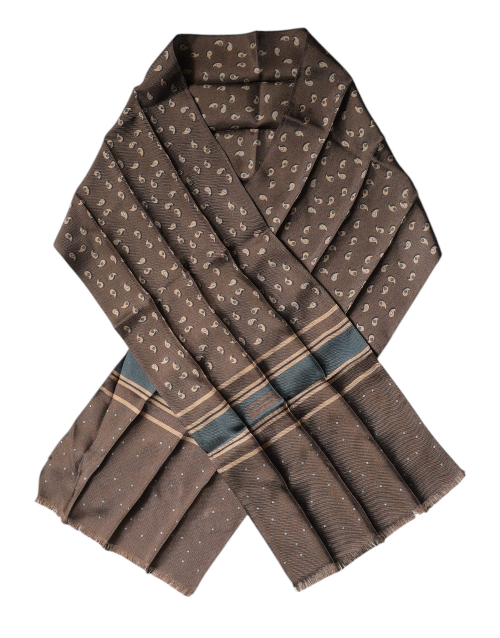 Dolce & Gabbana Brown Fantasy Silk Neck Wrap Shawl Scarf - RIMODA
