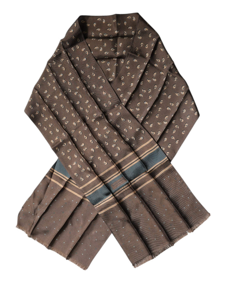 Dolce & Gabbana Brown Fantasy Silk Neck Wrap Shawl Scarf - RIMODA