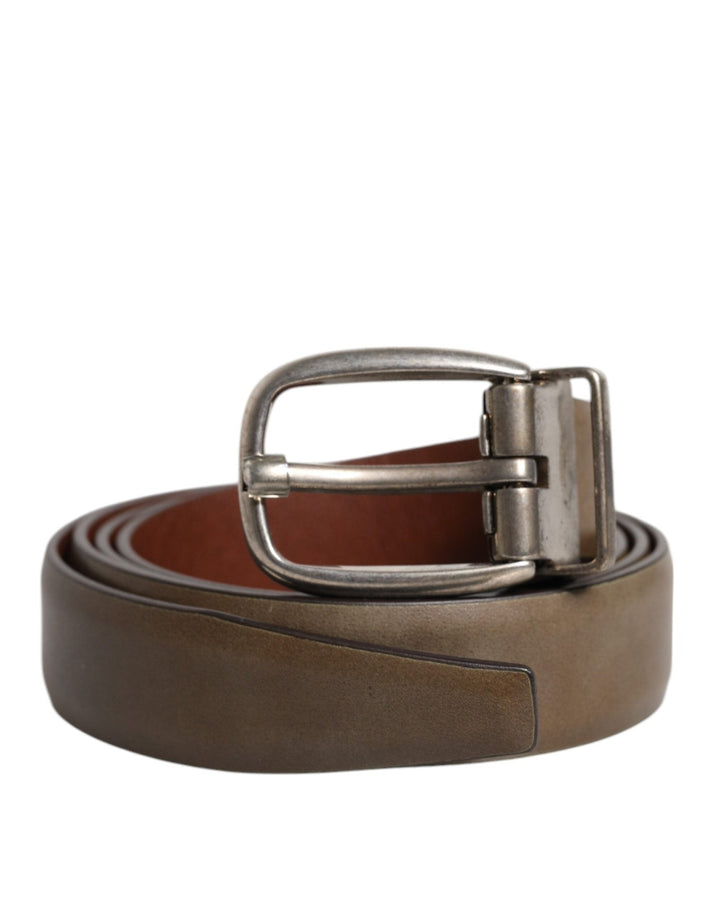 Dolce & Gabbana Brown Leather Classic Metal Logo Buckle Belt - RIMODA