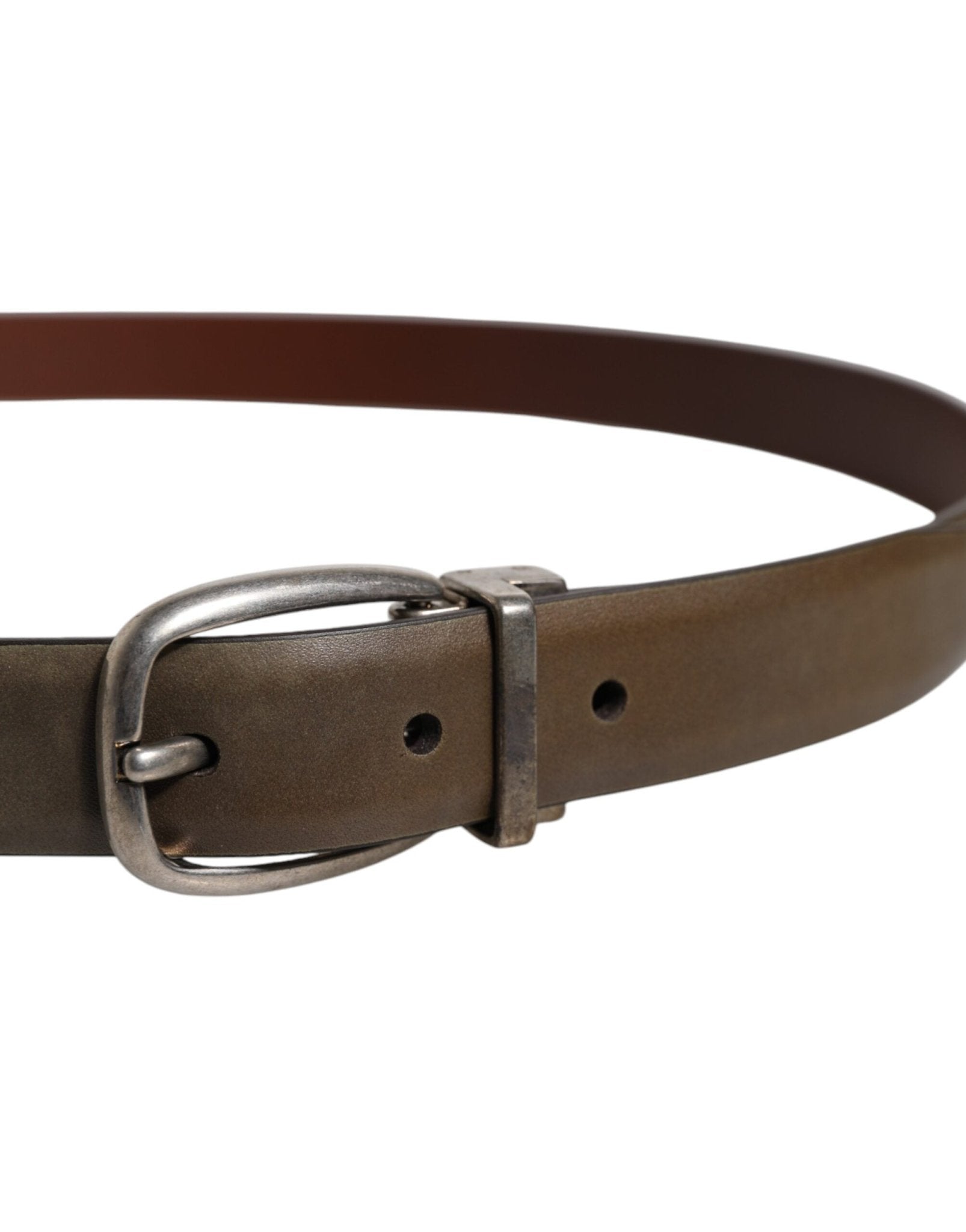 Dolce & Gabbana Brown Leather Classic Metal Logo Buckle Belt - RIMODA