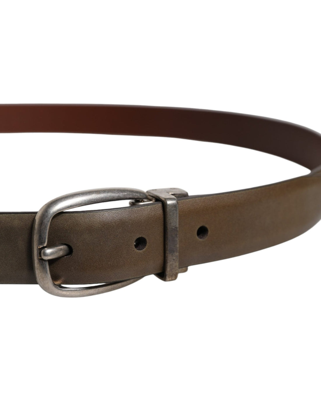 Dolce & Gabbana Brown Leather Classic Metal Logo Buckle Belt - RIMODA