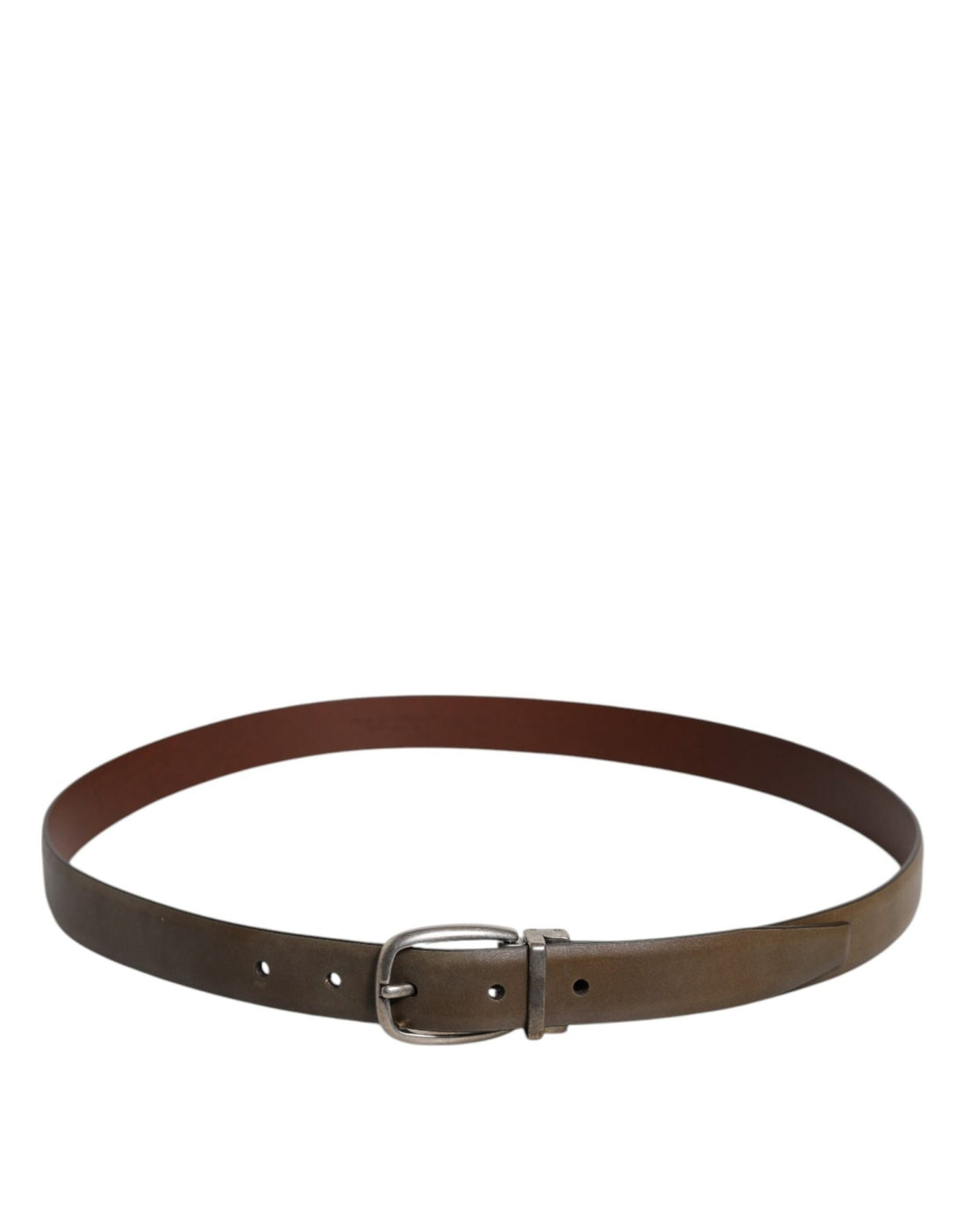 Dolce & Gabbana Brown Leather Classic Metal Logo Buckle Belt - RIMODA