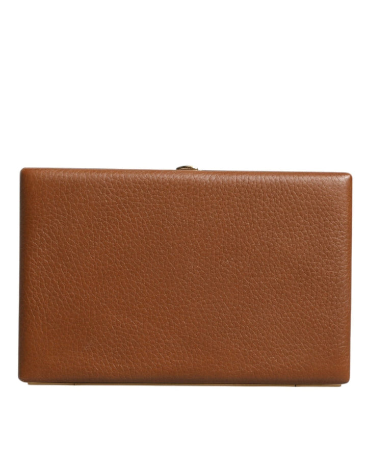 Dolce & Gabbana Brown Leather Clutch Evening Crossbody Bag - RIMODA