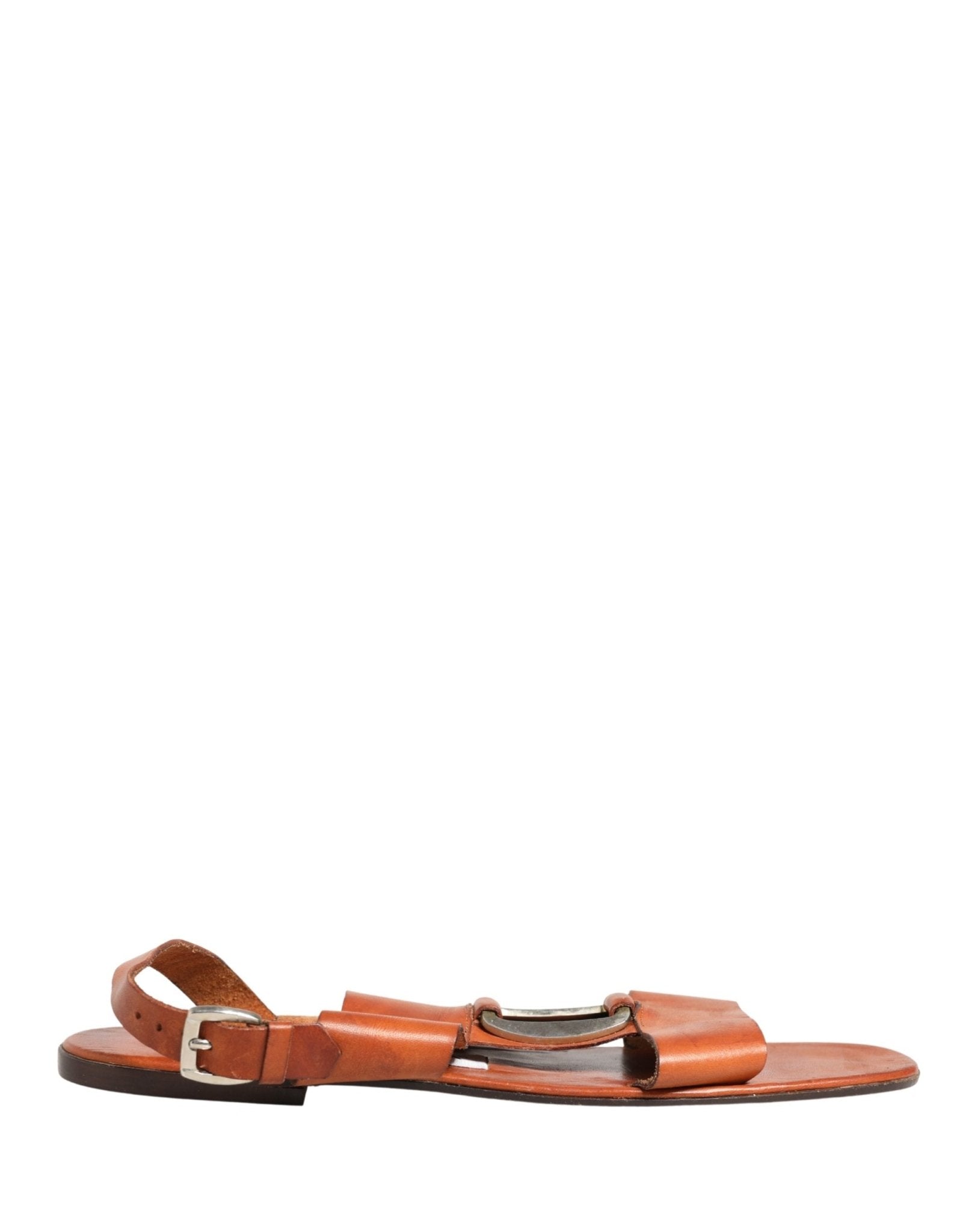Dolce & Gabbana Brown Leather Flat Sandals Shoes - RIMODA