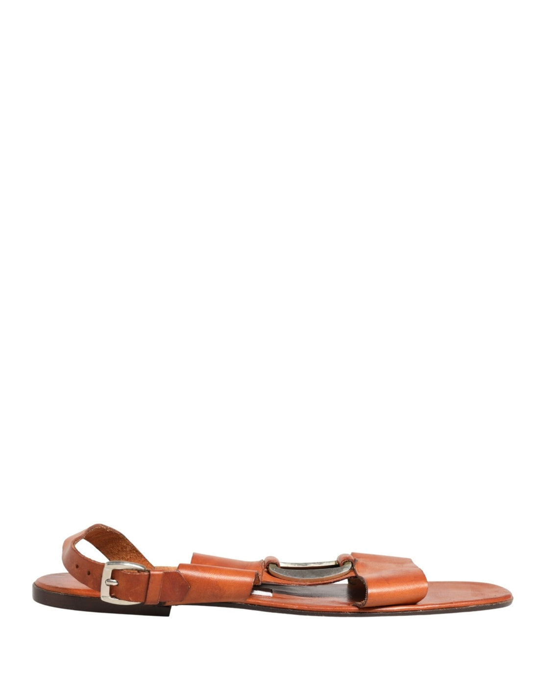 Dolce & Gabbana Brown Leather Flat Sandals Shoes - RIMODA