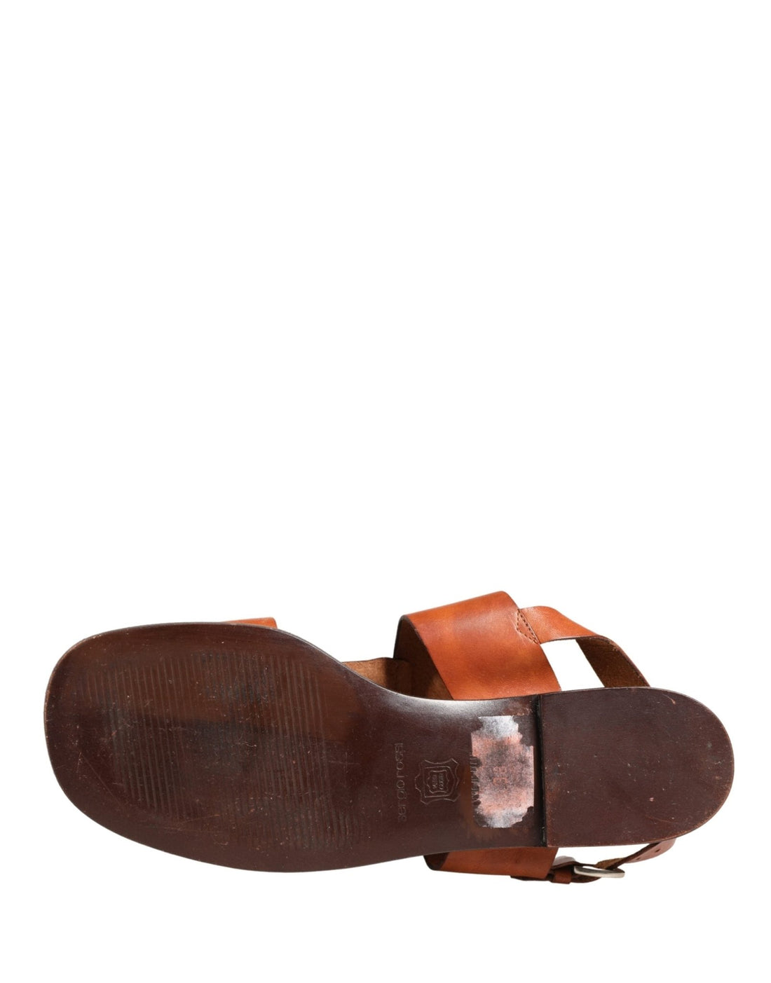 Dolce & Gabbana Brown Leather Flat Sandals Shoes - RIMODA