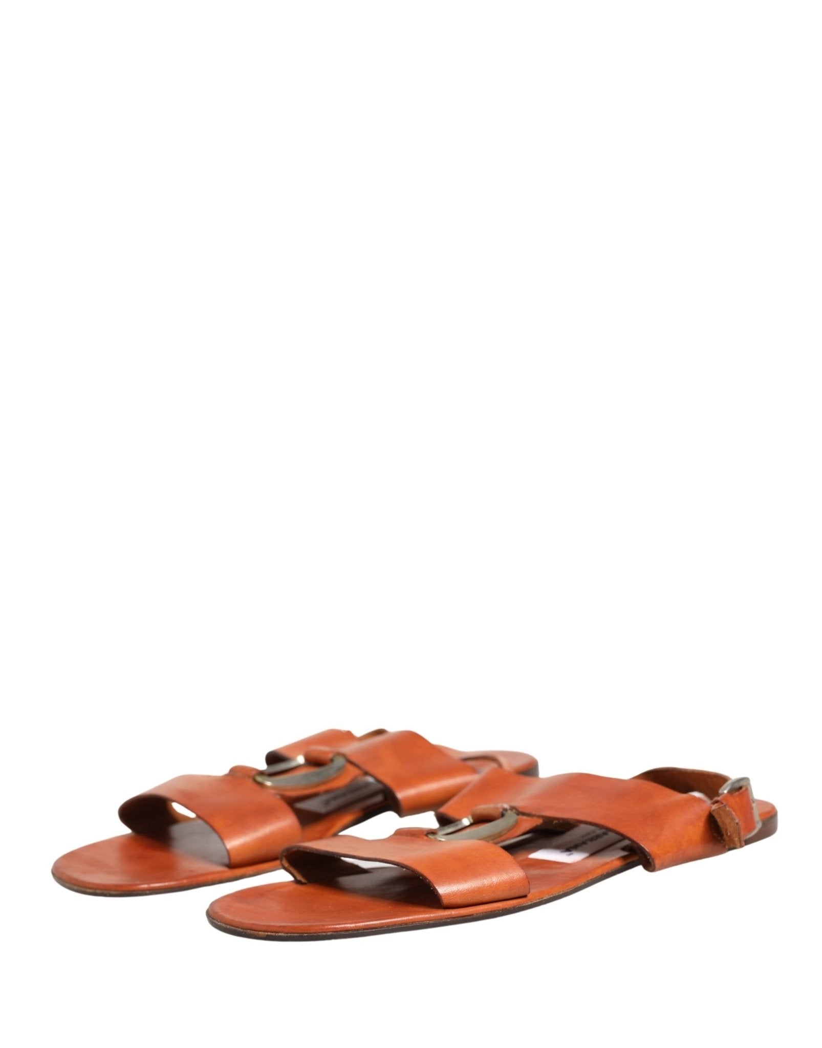 Dolce & Gabbana Brown Leather Flat Sandals Shoes - RIMODA