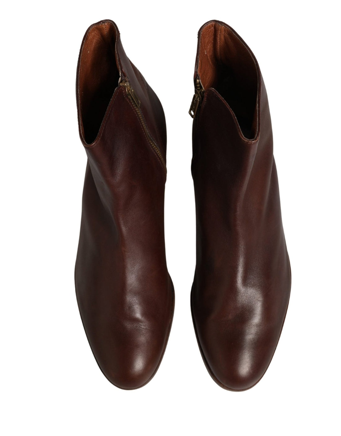 Dolce & Gabbana Brown Leather Flats Biker Ankle Boots Shoes - RIMODA