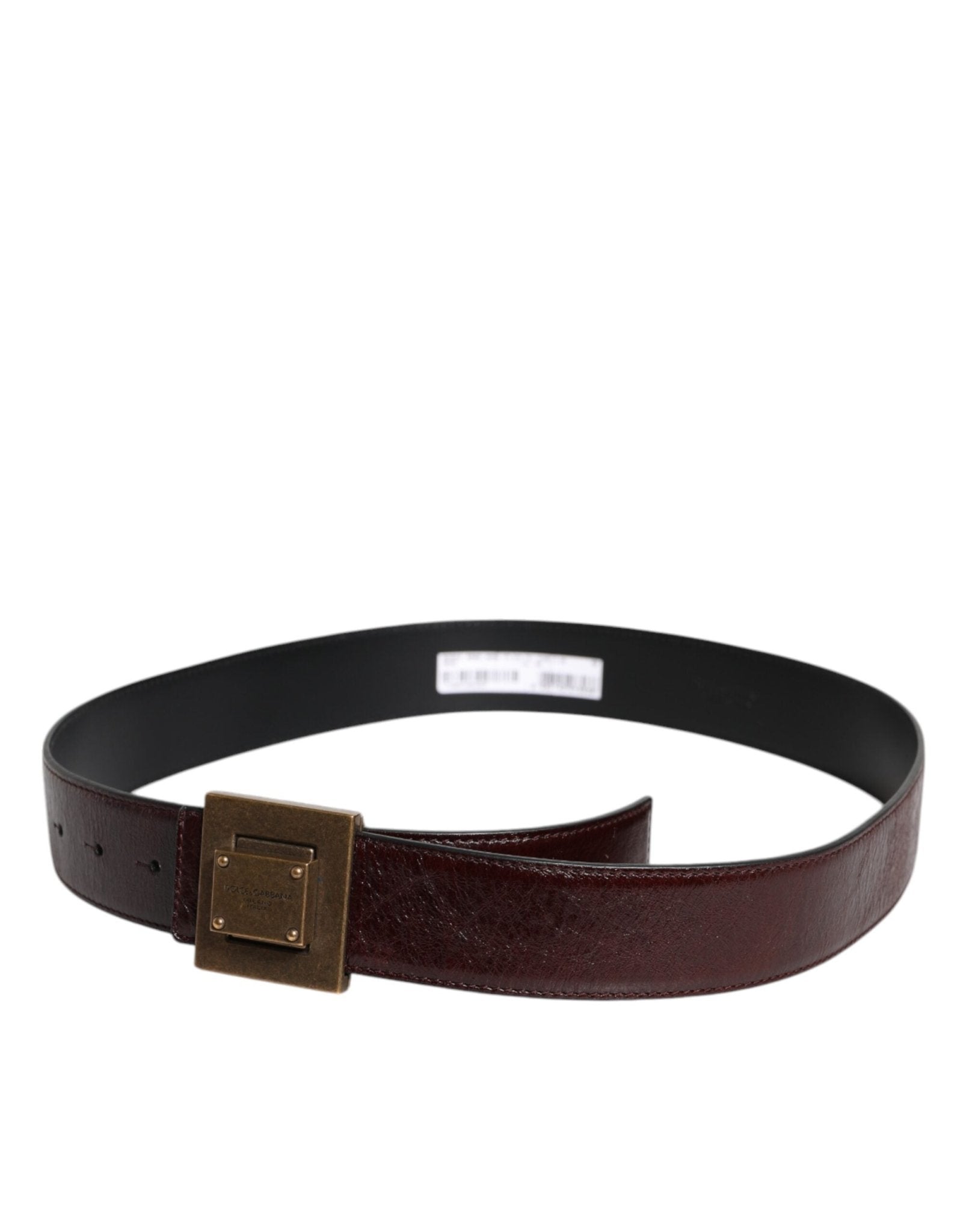 Dolce & Gabbana Brown Leather Gold Metal Buckle Classic Belt - RIMODA