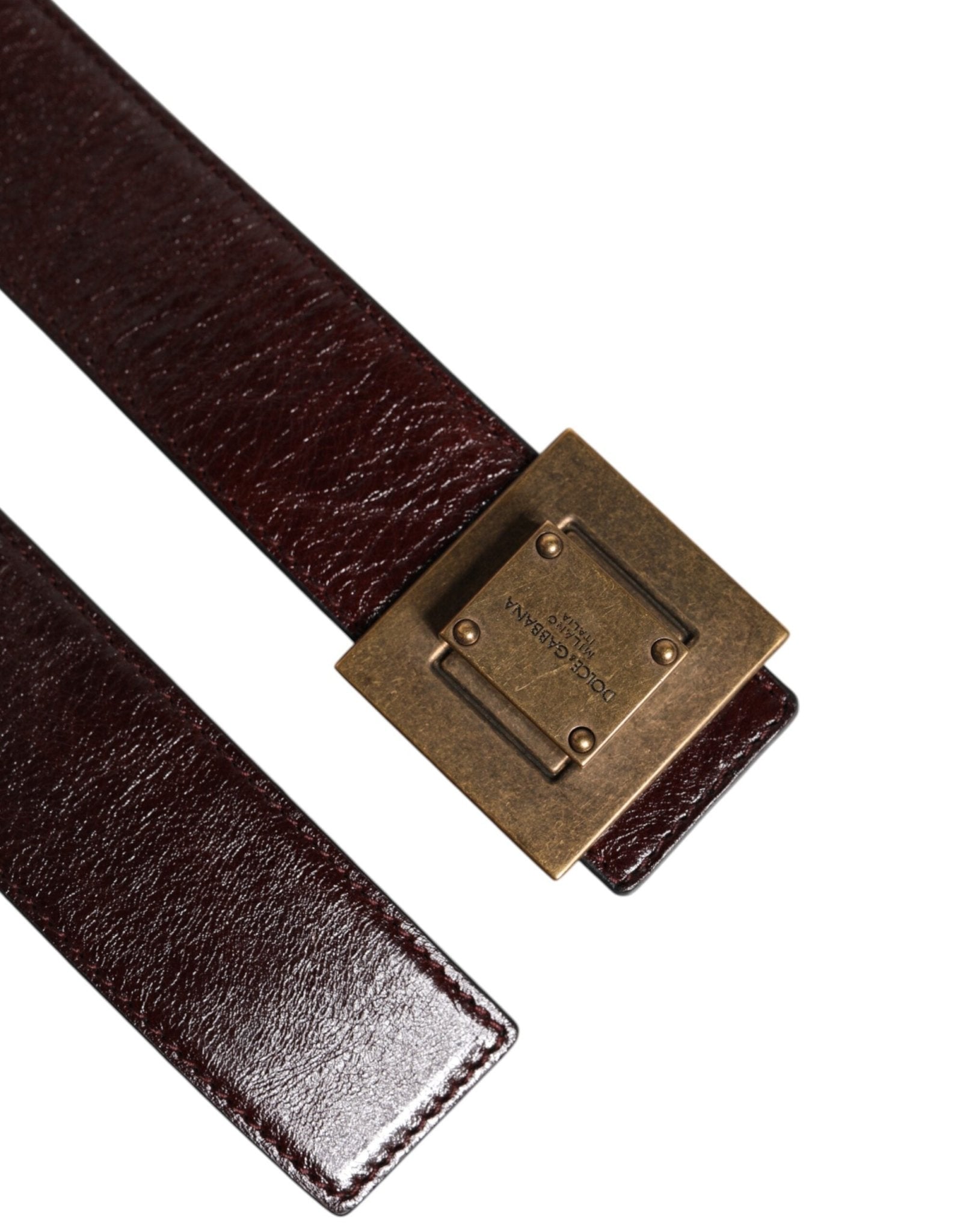 Dolce & Gabbana Brown Leather Gold Metal Buckle Classic Belt - RIMODA