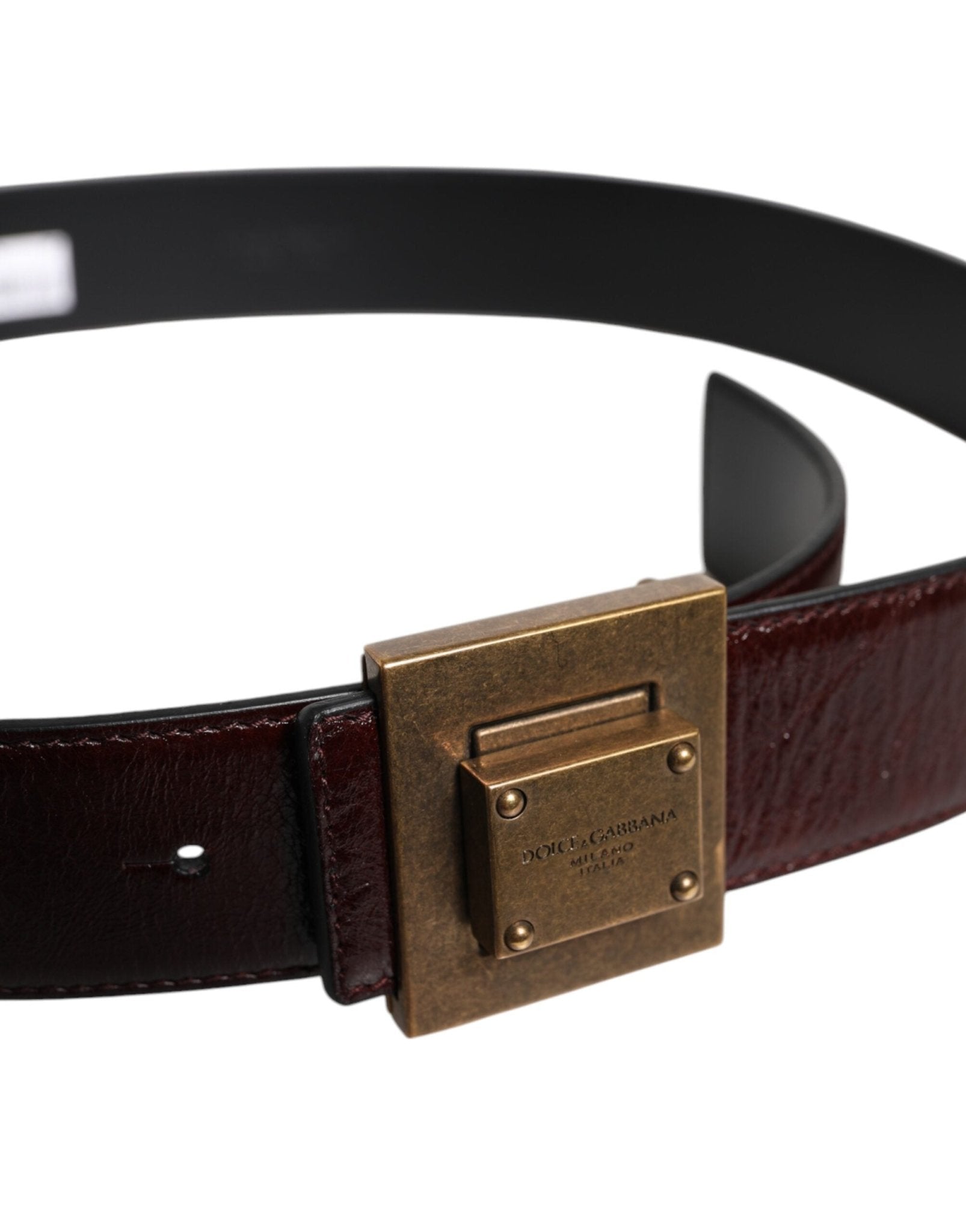 Dolce & Gabbana Brown Leather Gold Metal Buckle Classic Belt - RIMODA