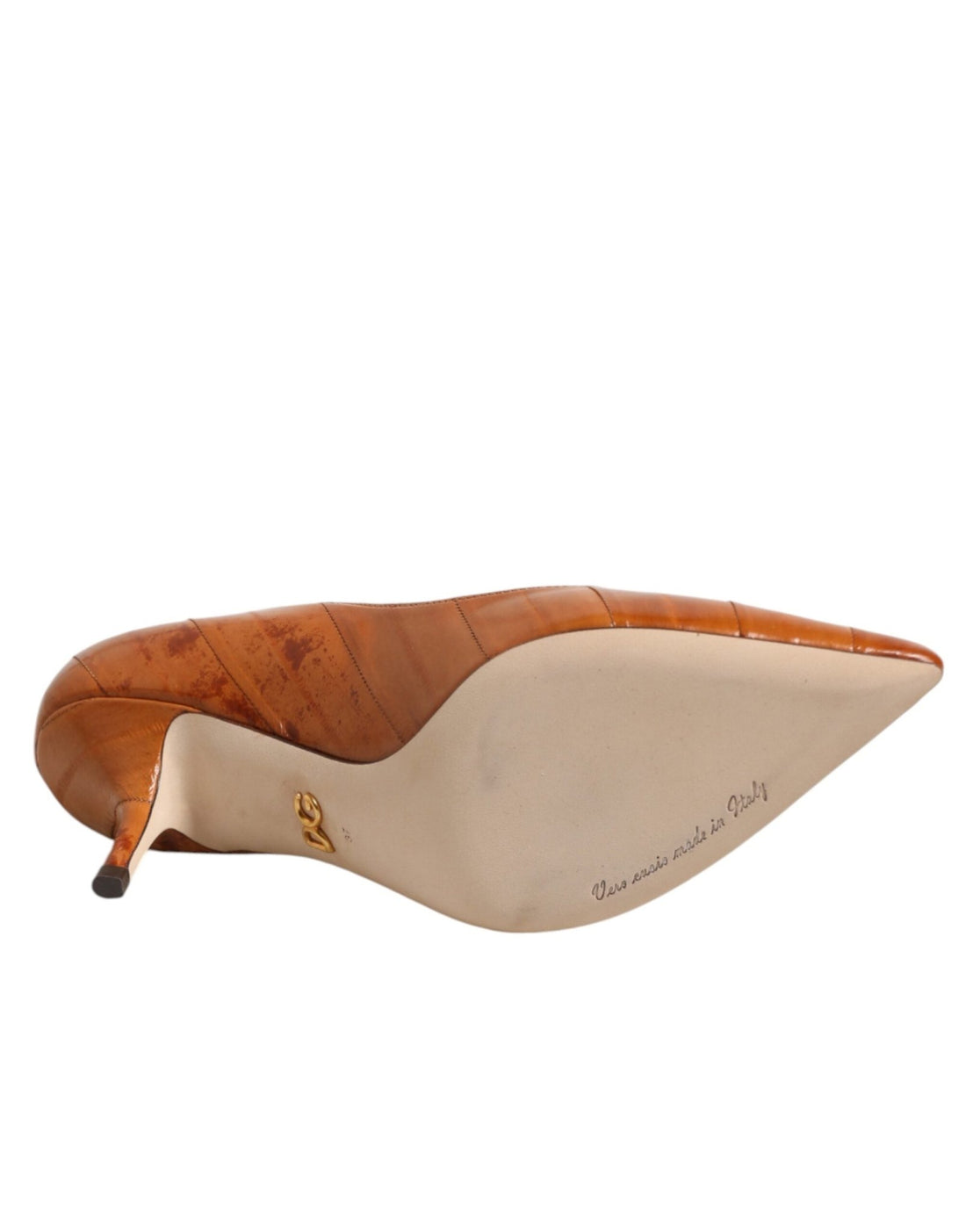Dolce & Gabbana Brown Leather Kitten Heels Pumps Shoes - RIMODA