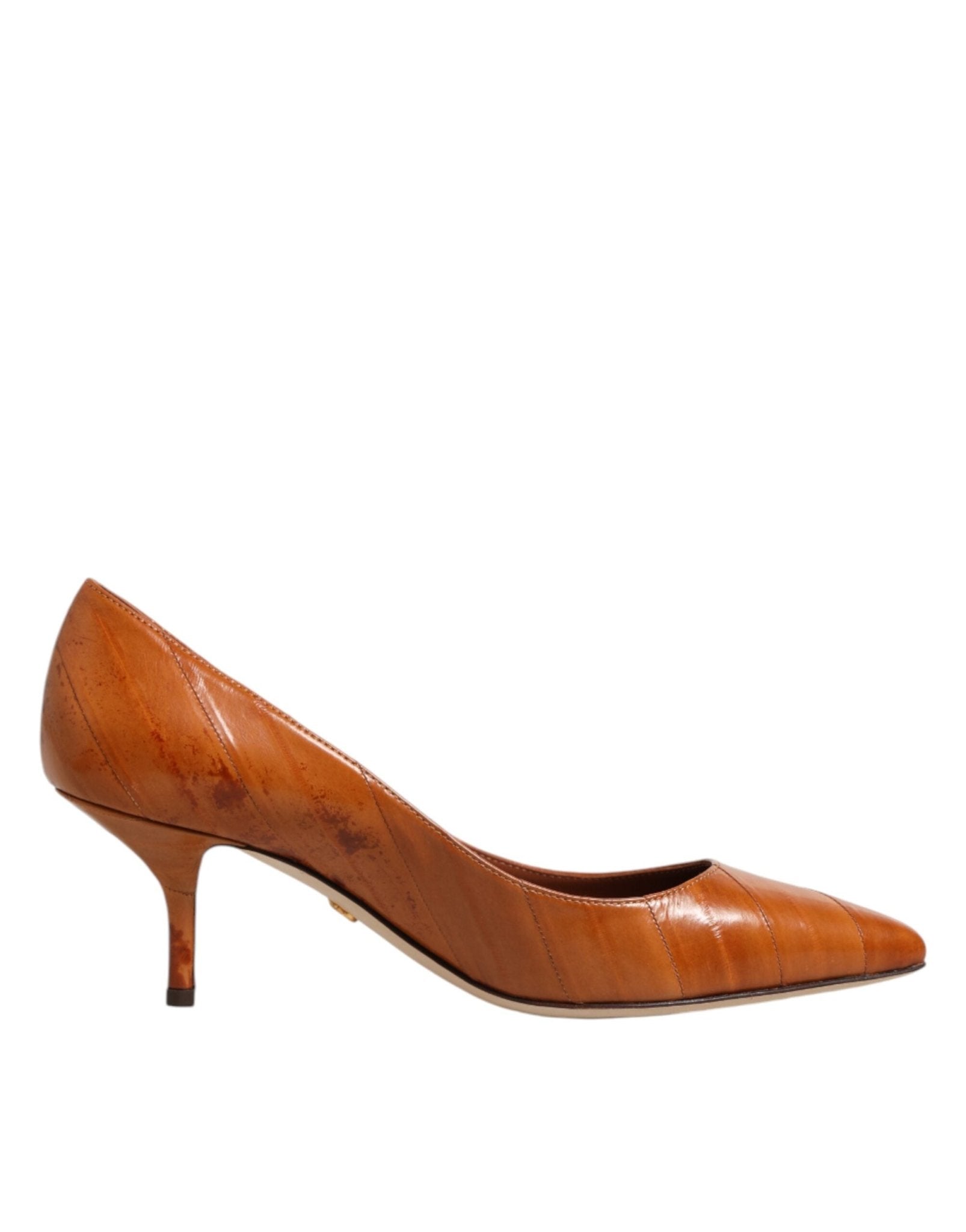 Dolce & Gabbana Brown Leather Kitten Heels Pumps Shoes - RIMODA