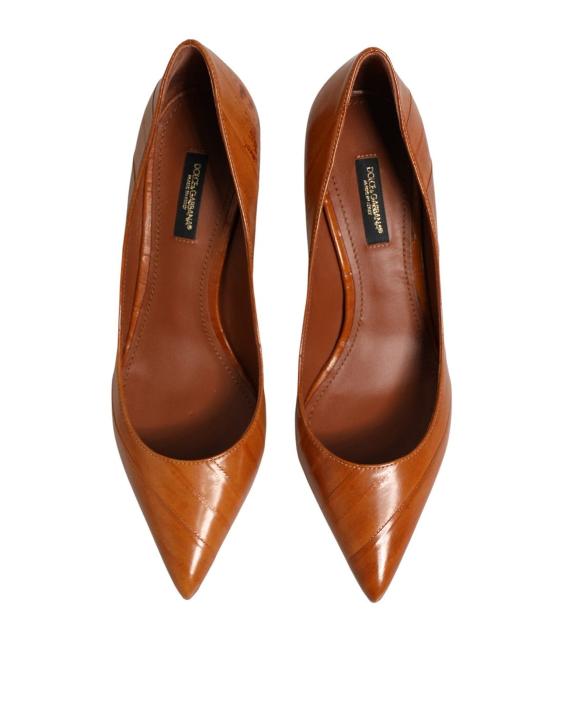 Dolce & Gabbana Brown Leather Kitten Heels Pumps Shoes - RIMODA