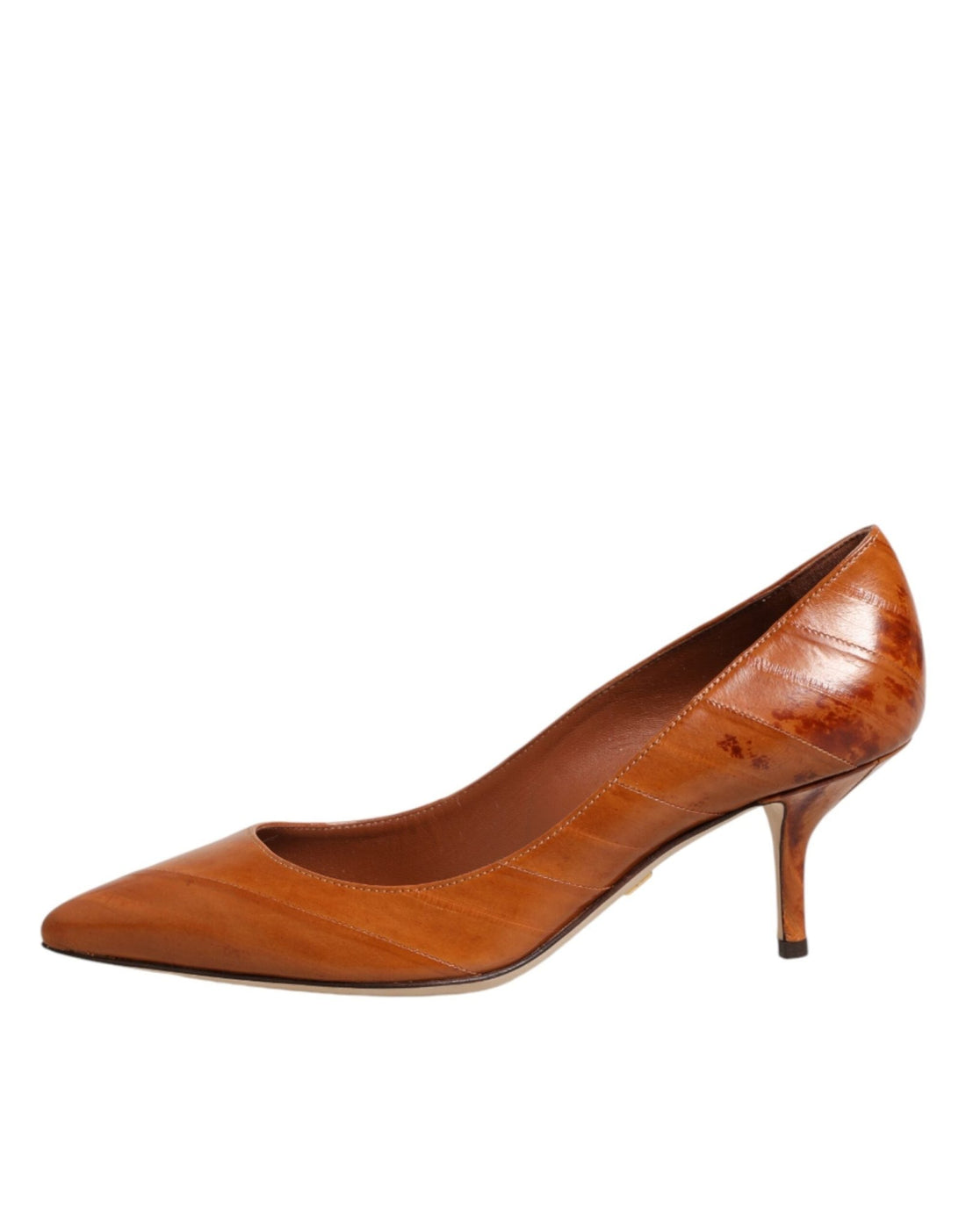 Dolce & Gabbana Brown Leather Kitten Heels Pumps Shoes - RIMODA