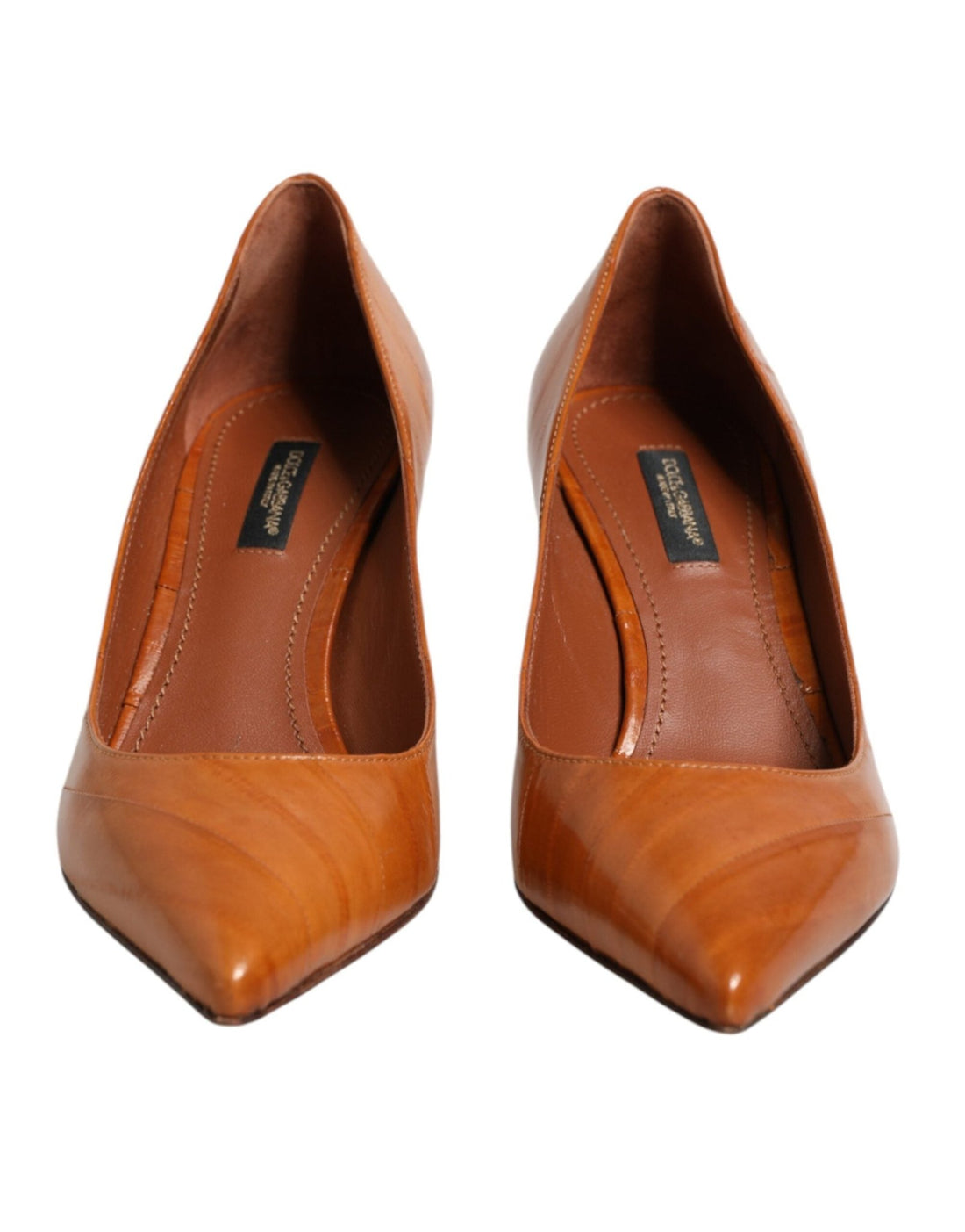 Dolce & Gabbana Brown Leather Kitten Heels Pumps Shoes - RIMODA