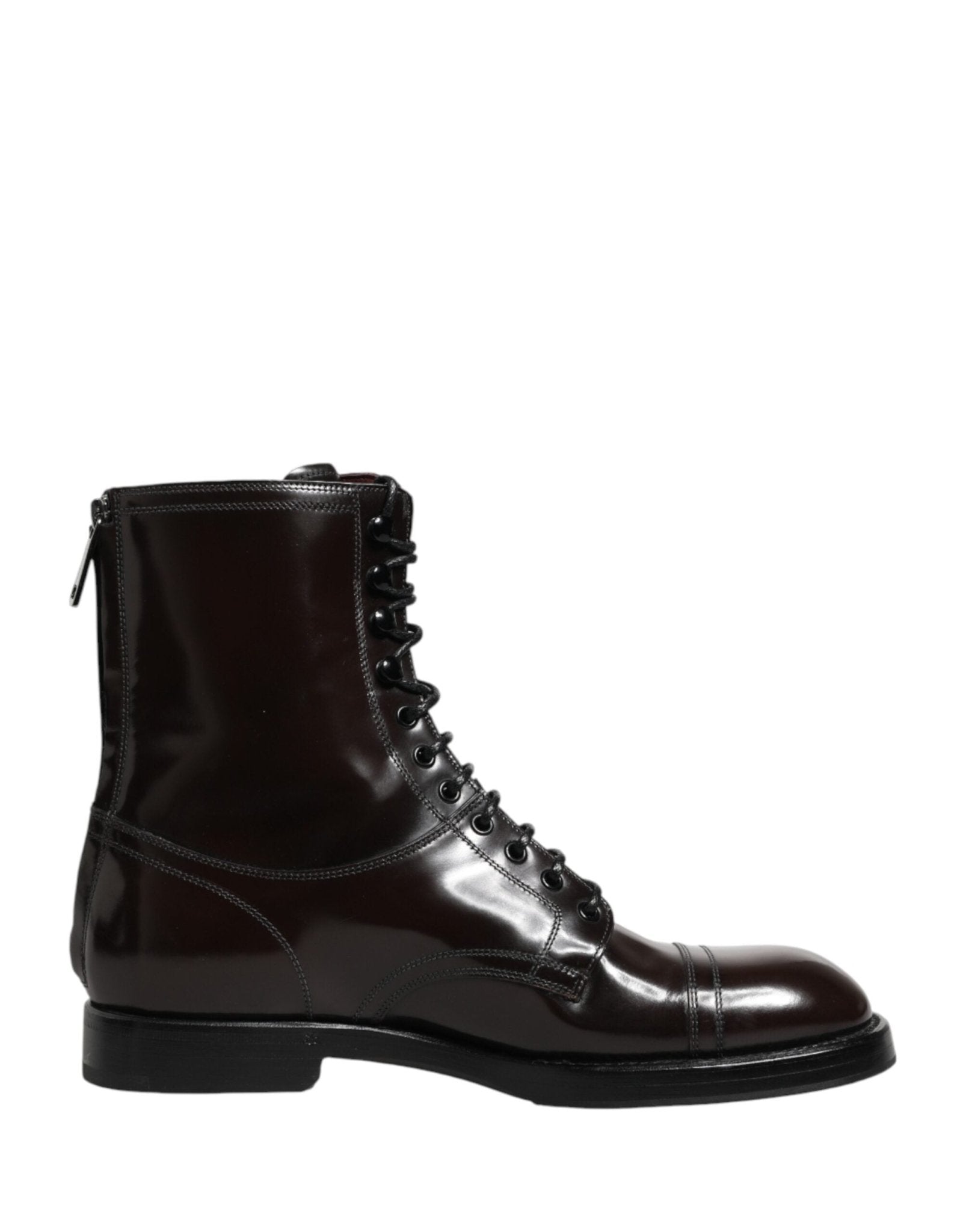 Dolce & Gabbana Brown Leather Lace Up Mid Calf Boots Shoes - RIMODA