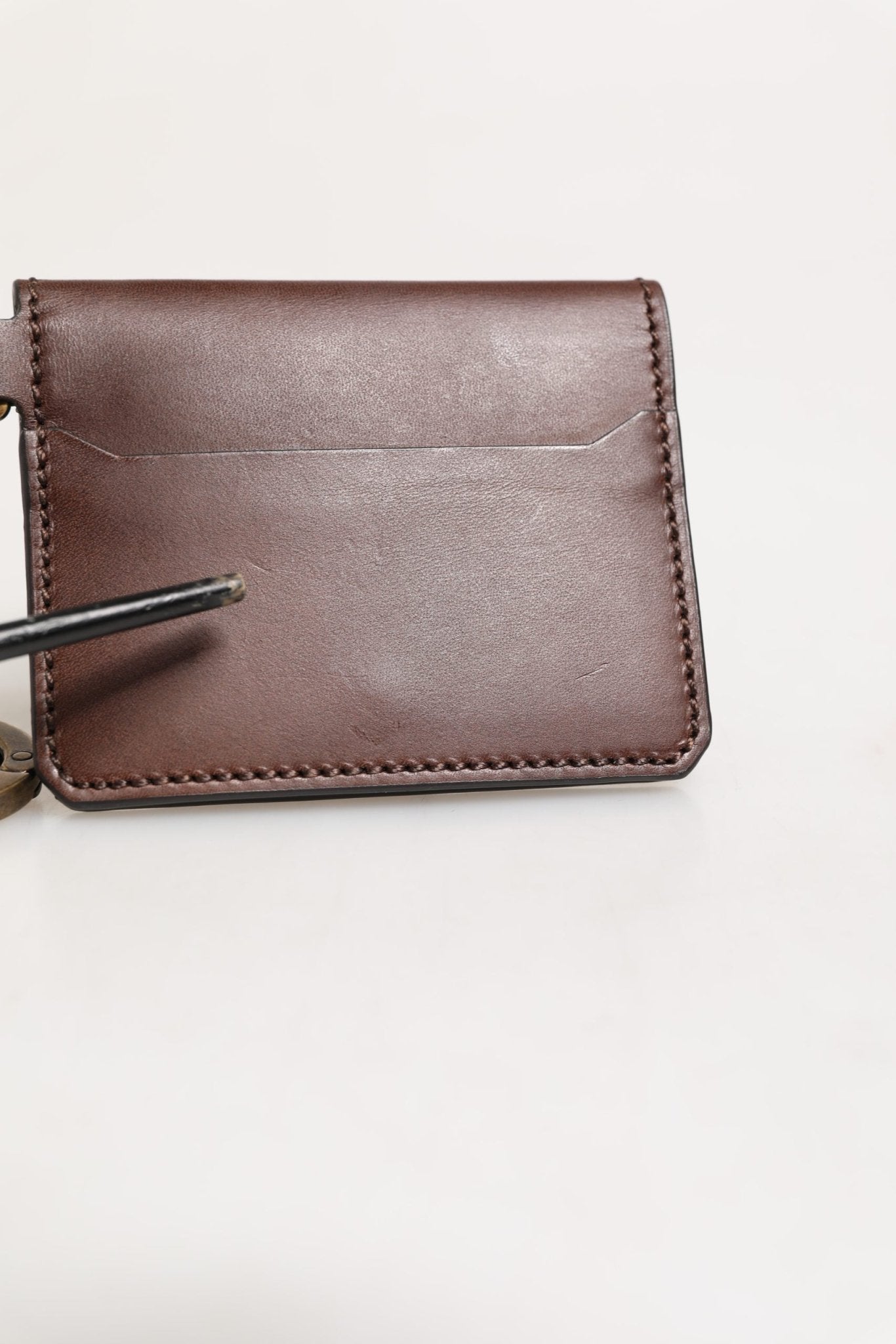 Dolce & Gabbana Brown Leather Logo Embossed Key Chain Card Holder Wallet - RIMODA