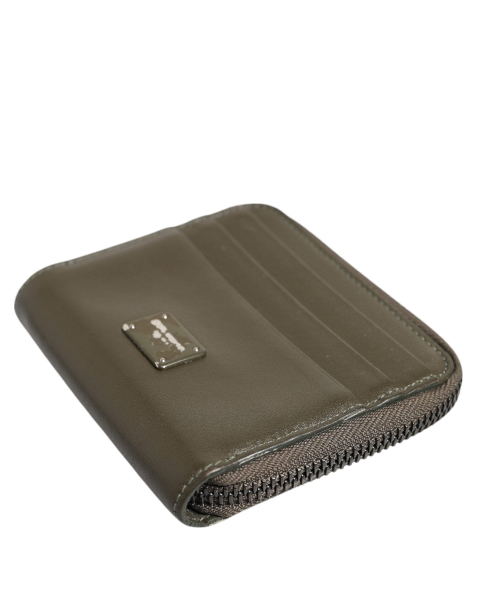 Dolce & Gabbana Brown Leather Logo Plaque Card Holder Coin Purse Wallet - RIMODA