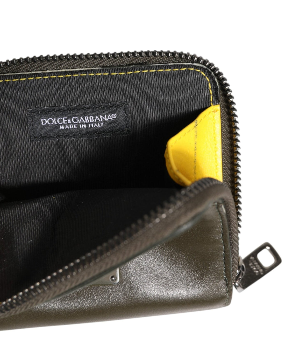 Dolce & Gabbana Brown Leather Logo Plaque Card Holder Coin Purse Wallet - RIMODA
