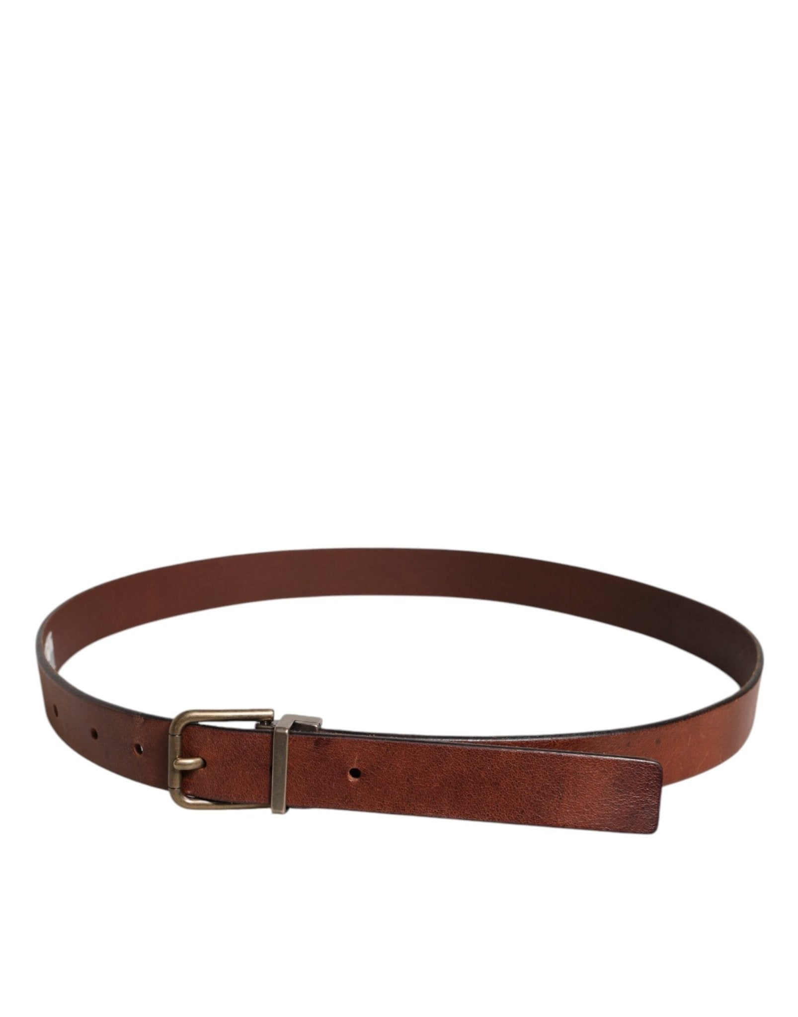 Dolce & Gabbana Brown Leather Metal Buckle Classic Belt - RIMODA