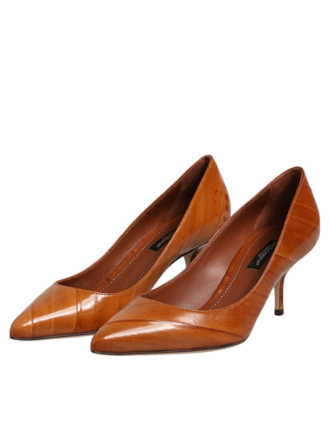 Dolce & Gabbana Brown Leather Stiletto Heel Pumps Shoes - RIMODA