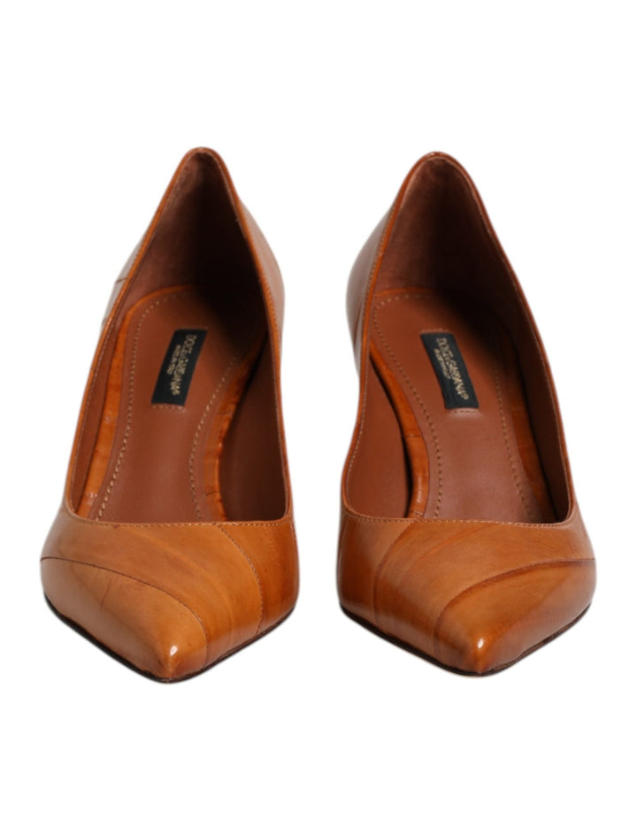 Dolce & Gabbana Brown Leather Stiletto Heel Pumps Shoes - RIMODA