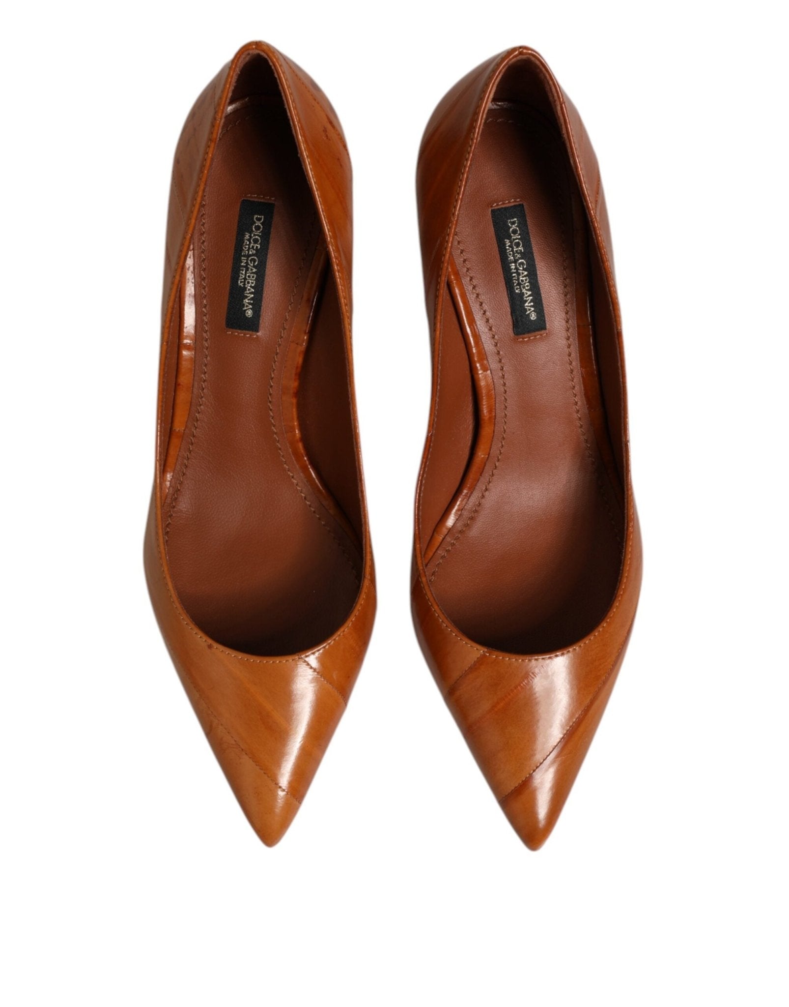 Dolce & Gabbana Brown Leather Stiletto Heel Pumps Shoes - RIMODA