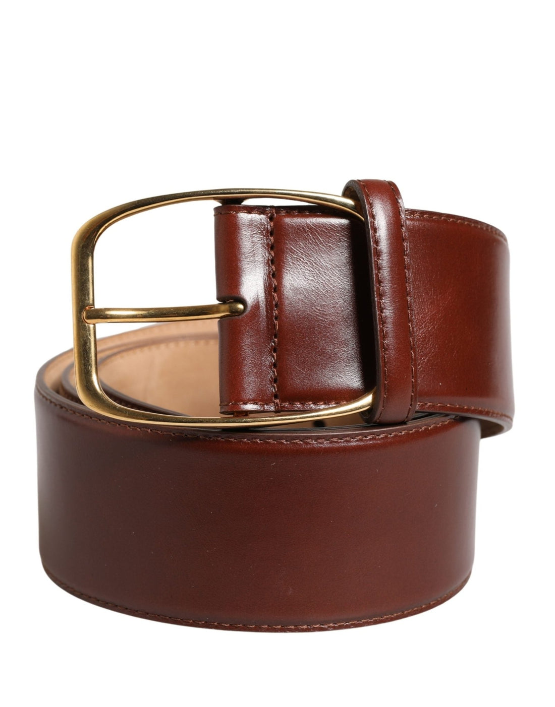 Dolce & Gabbana Brown Leather Waist Gold Metal Buckle Belt - RIMODA