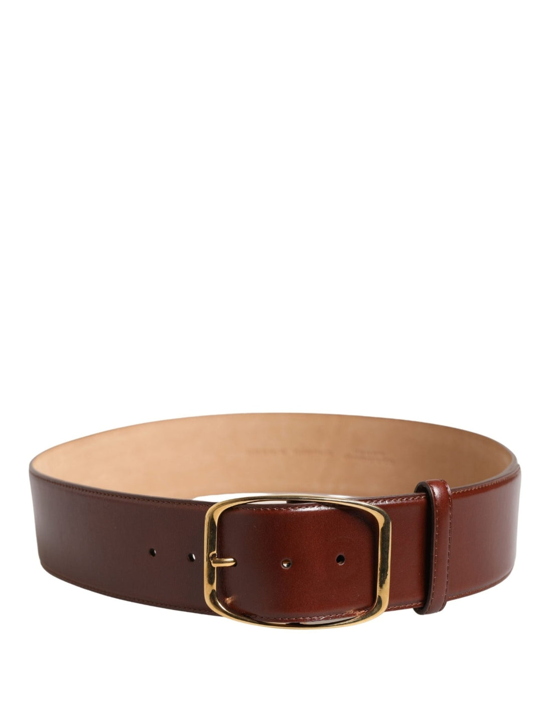 Dolce & Gabbana Brown Leather Waist Gold Metal Buckle Belt - RIMODA
