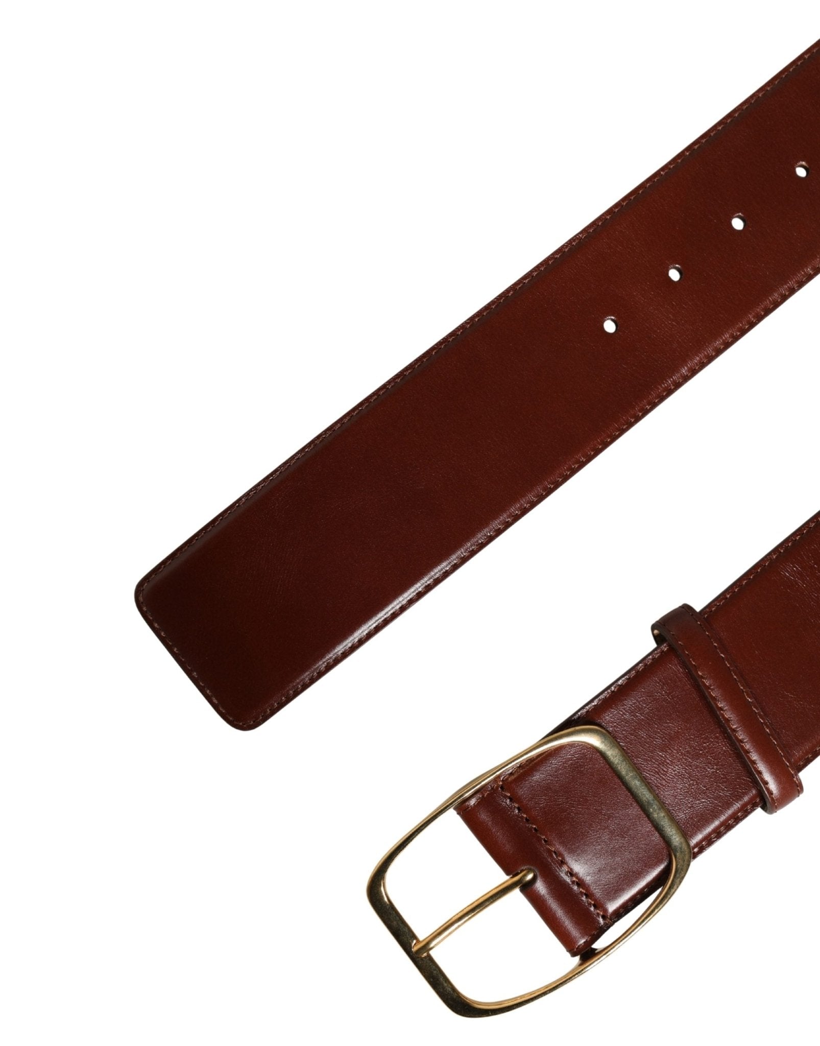 Dolce & Gabbana Brown Leather Waist Gold Metal Buckle Belt - RIMODA