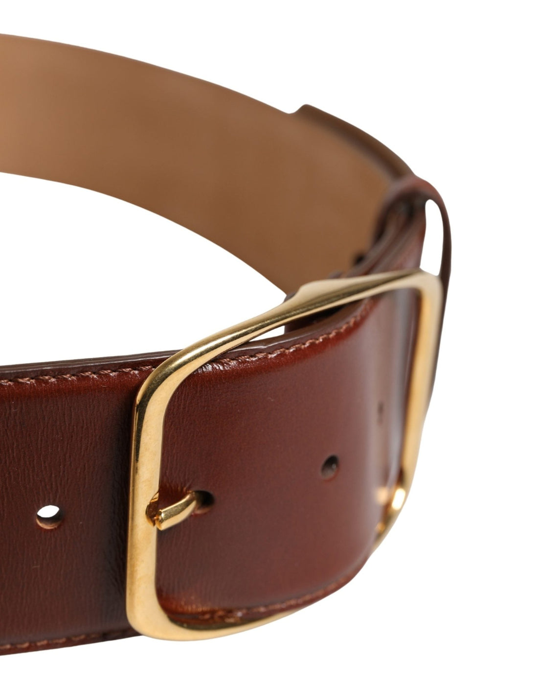 Dolce & Gabbana Brown Leather Waist Gold Metal Buckle Belt - RIMODA