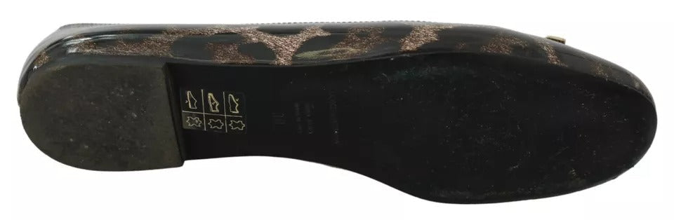 Dolce & Gabbana Brown Leopard Ballerina Flats Leather Shoes - RIMODA