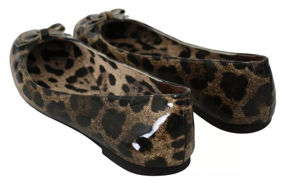 Dolce & Gabbana Brown Leopard Ballerina Flats Leather Shoes - RIMODA