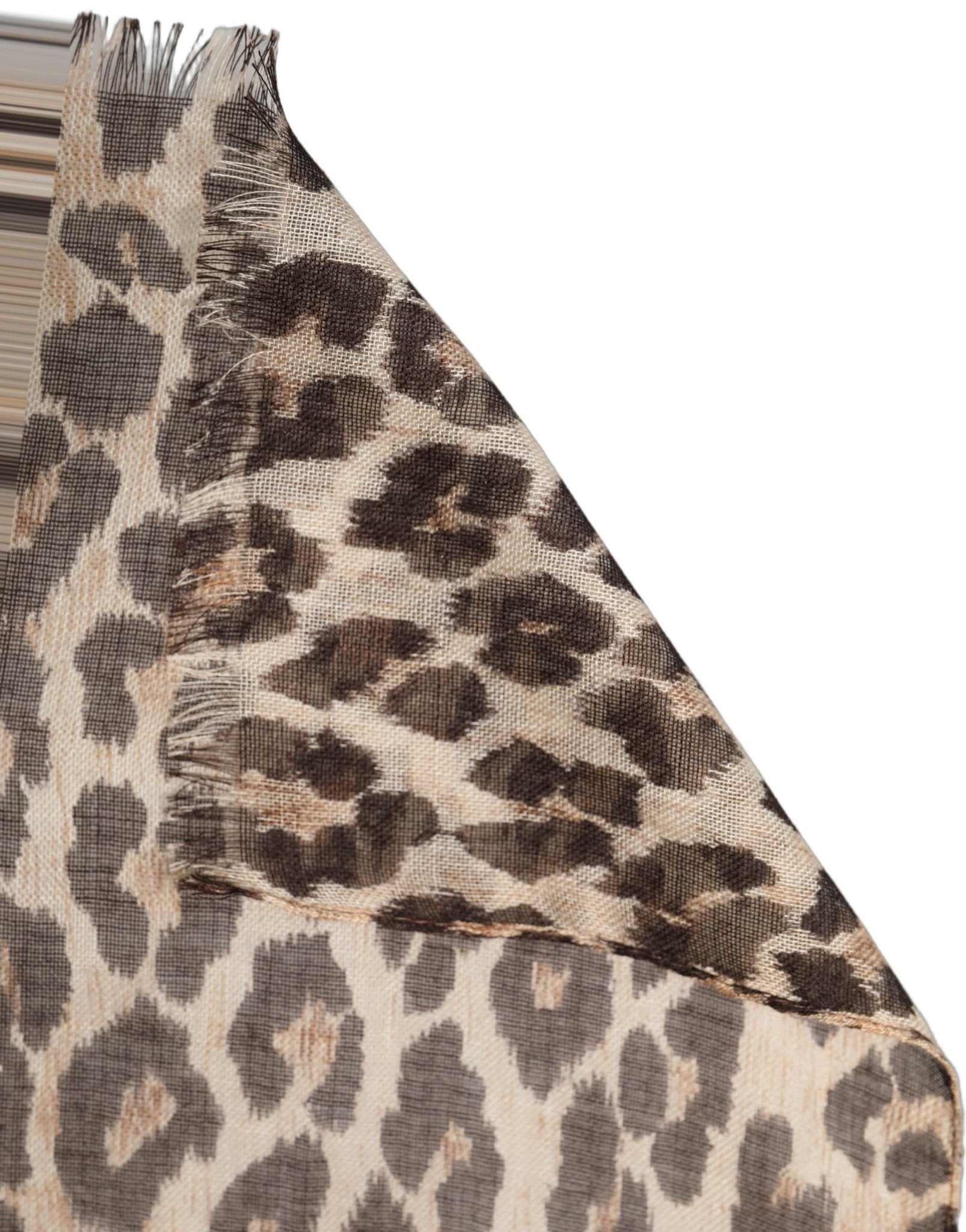 Dolce & Gabbana Brown Leopard Cashmere Shawl Stole Scarf - RIMODA