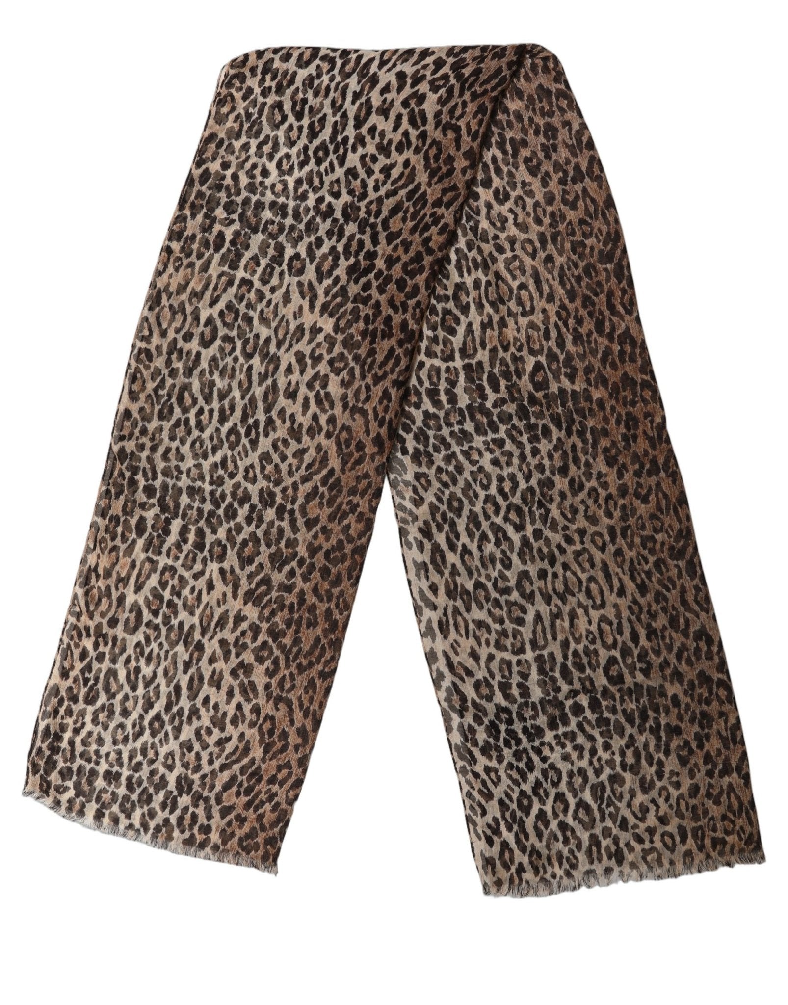 Dolce & Gabbana Brown Leopard Cashmere Shawl Stole Scarf - RIMODA
