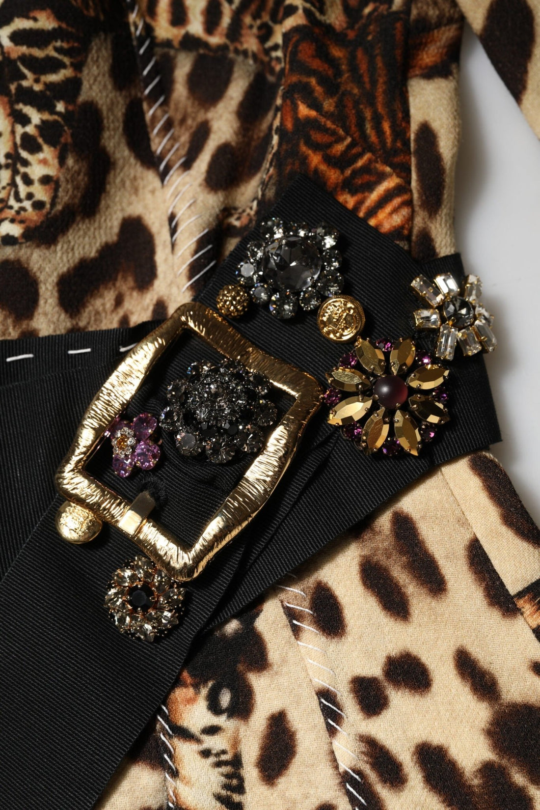 Dolce & Gabbana Brown Leopard Print Belted A-line Midi Dress - RIMODA