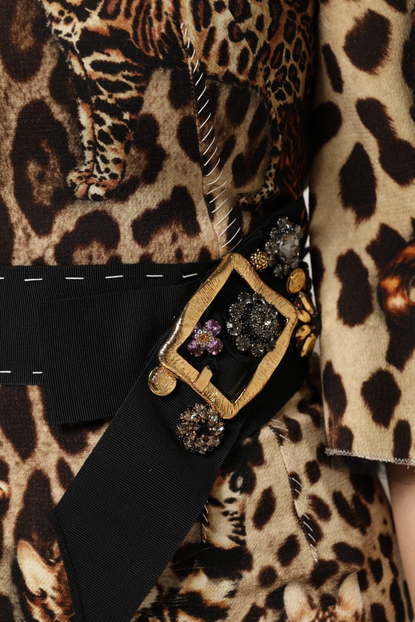 Dolce & Gabbana Brown Leopard Print Belted A-line Midi Dress - RIMODA