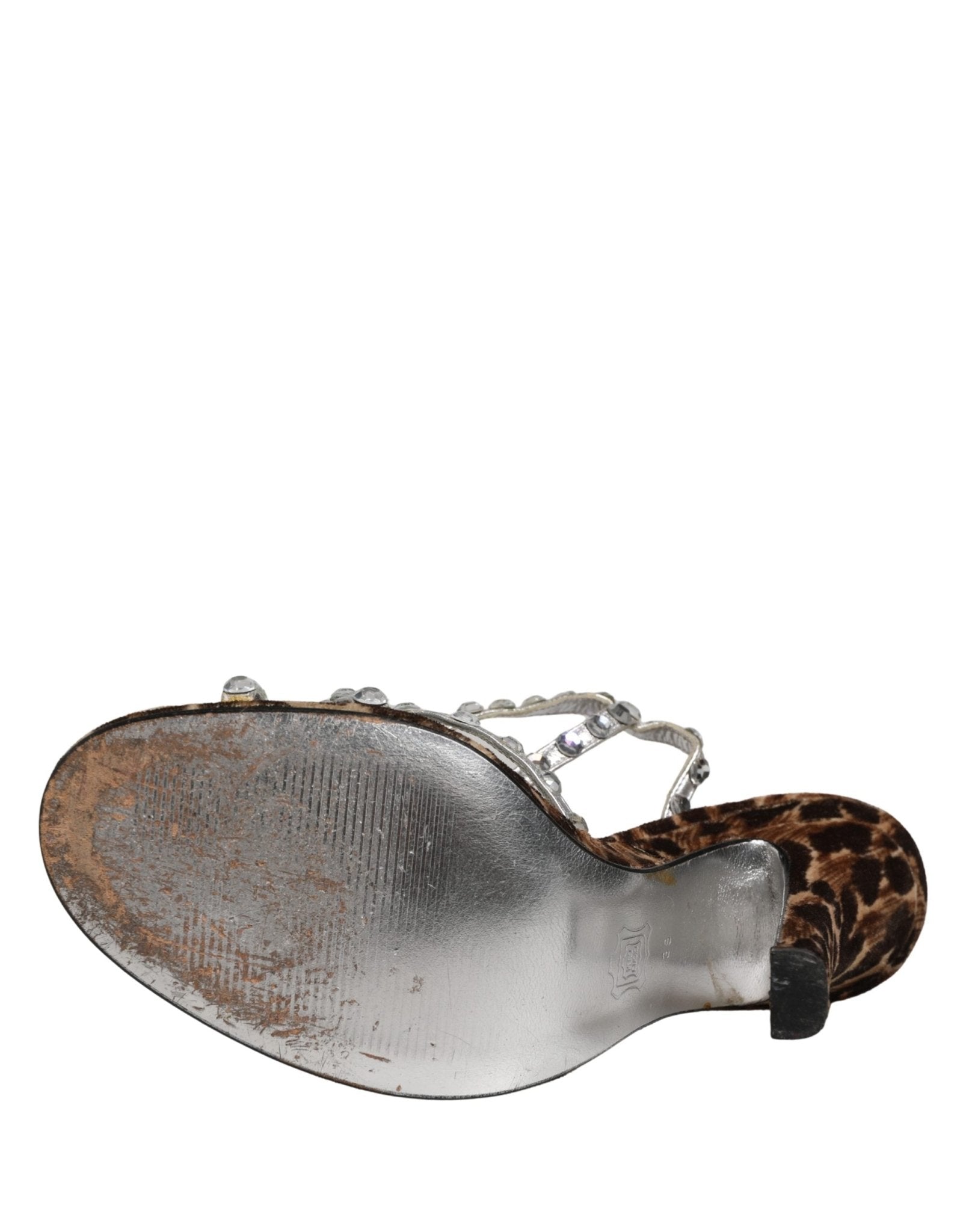 Dolce & Gabbana Brown Leopard Rhinestone StilettoSandals Shoes - RIMODA