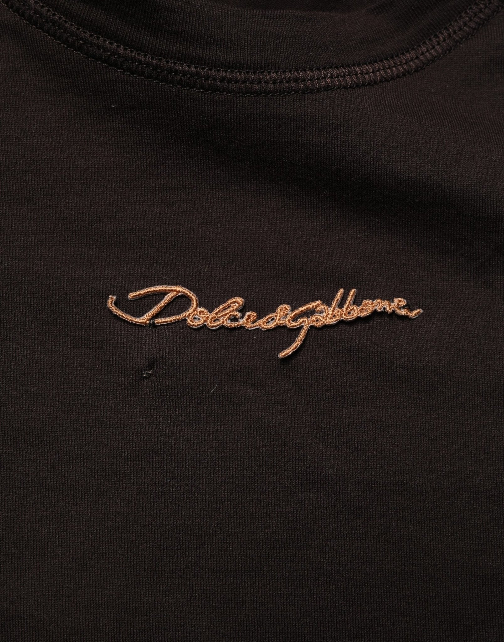 Dolce & Gabbana Brown Logo Embroidered Men Crew Neck T-shirt - RIMODA