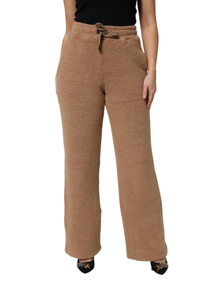 Dolce & Gabbana Brown Logo Plaque Sweatpants Straight Pants - RIMODA