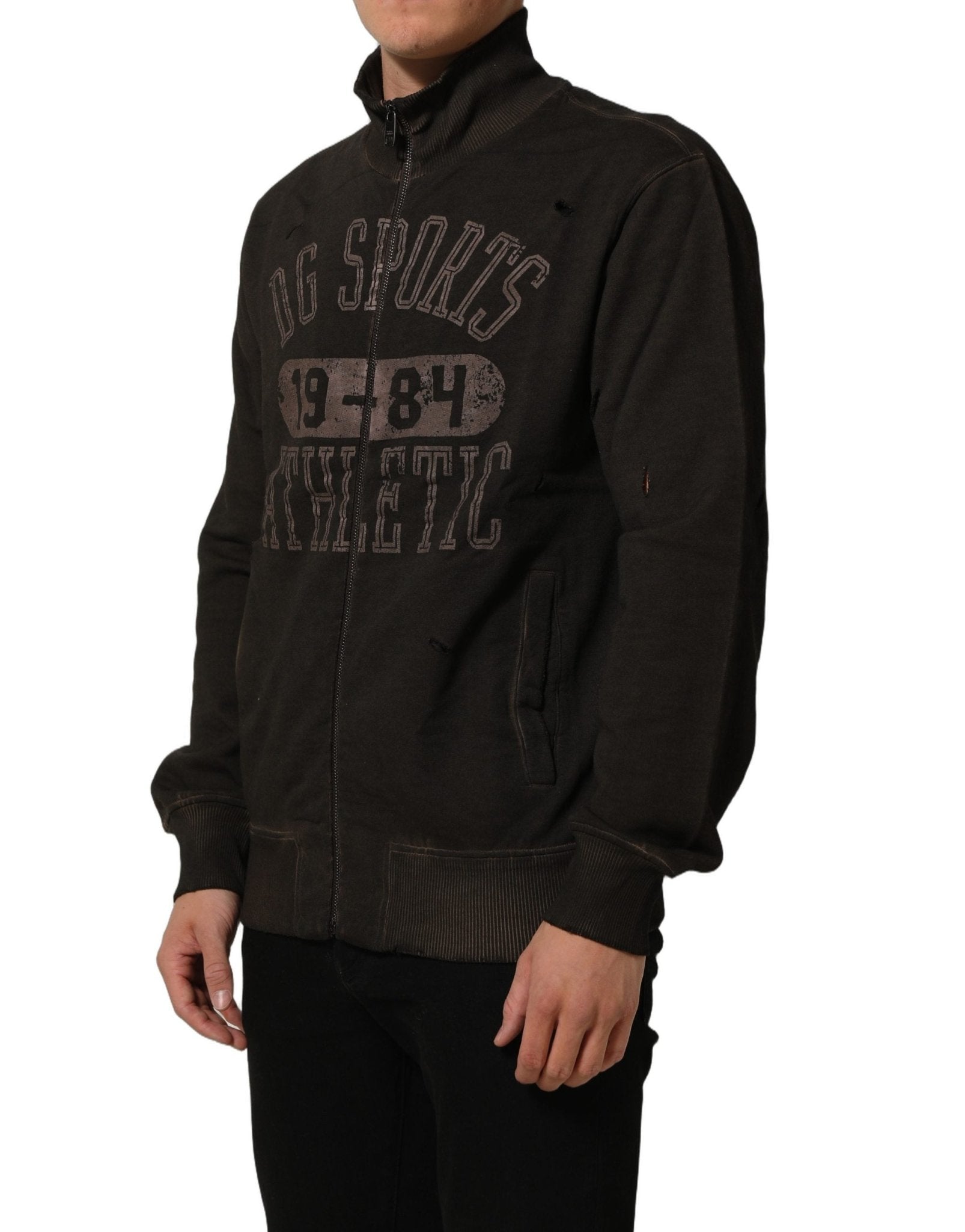 Dolce & Gabbana Brown Logo Print Full Zip Sweatshirt Sweater - RIMODA