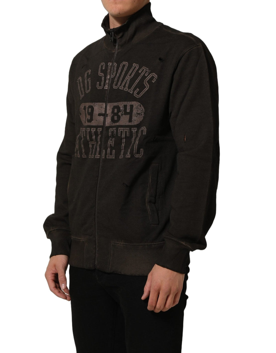 Dolce & Gabbana Brown Logo Print Full Zip Sweatshirt Sweater - RIMODA