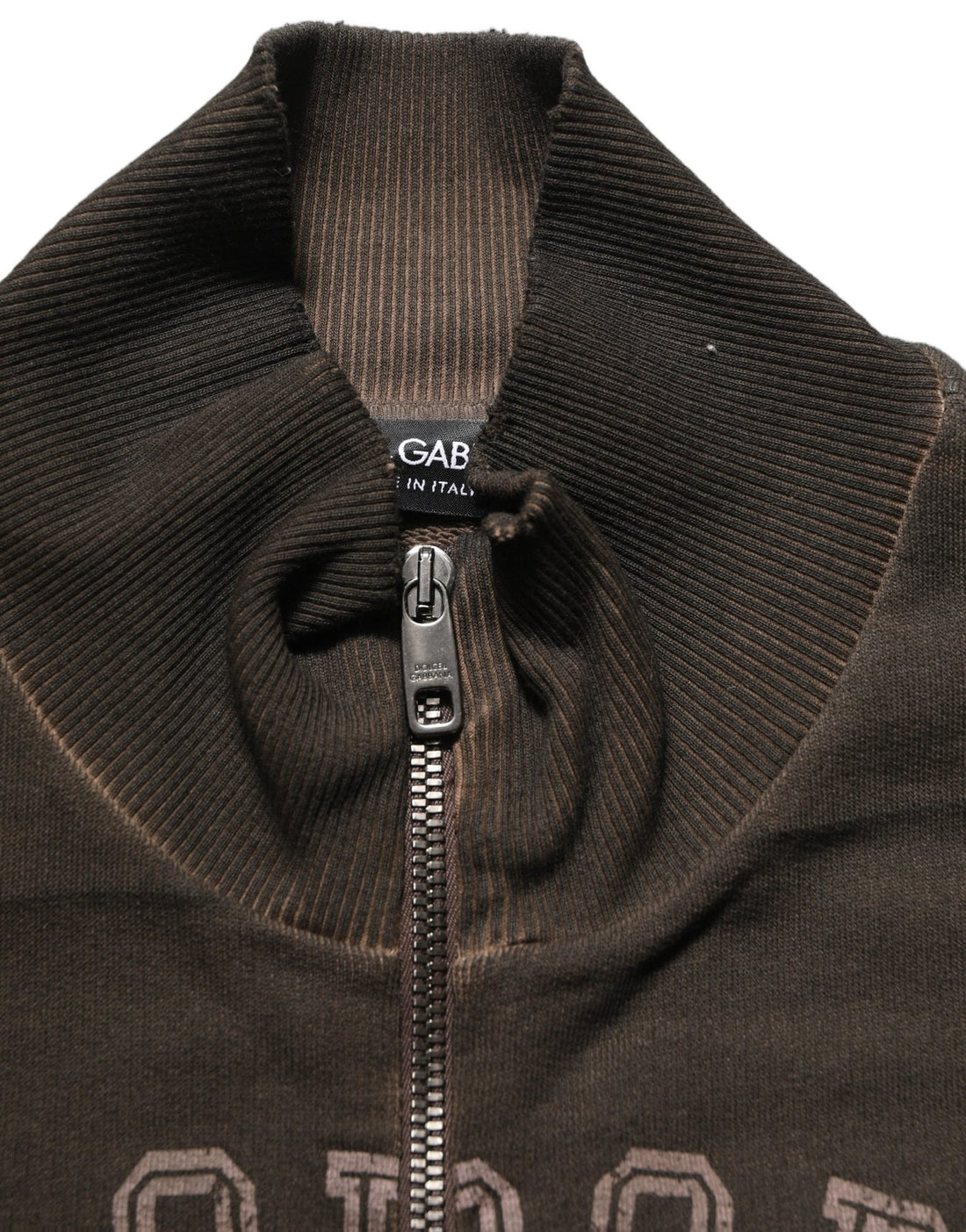 Dolce & Gabbana Brown Logo Print Full Zip Sweatshirt Sweater - RIMODA