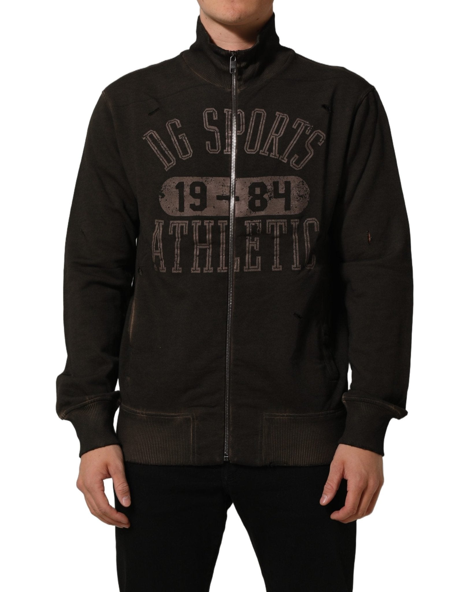 Dolce & Gabbana Brown Logo Print Full Zip Sweatshirt Sweater - RIMODA