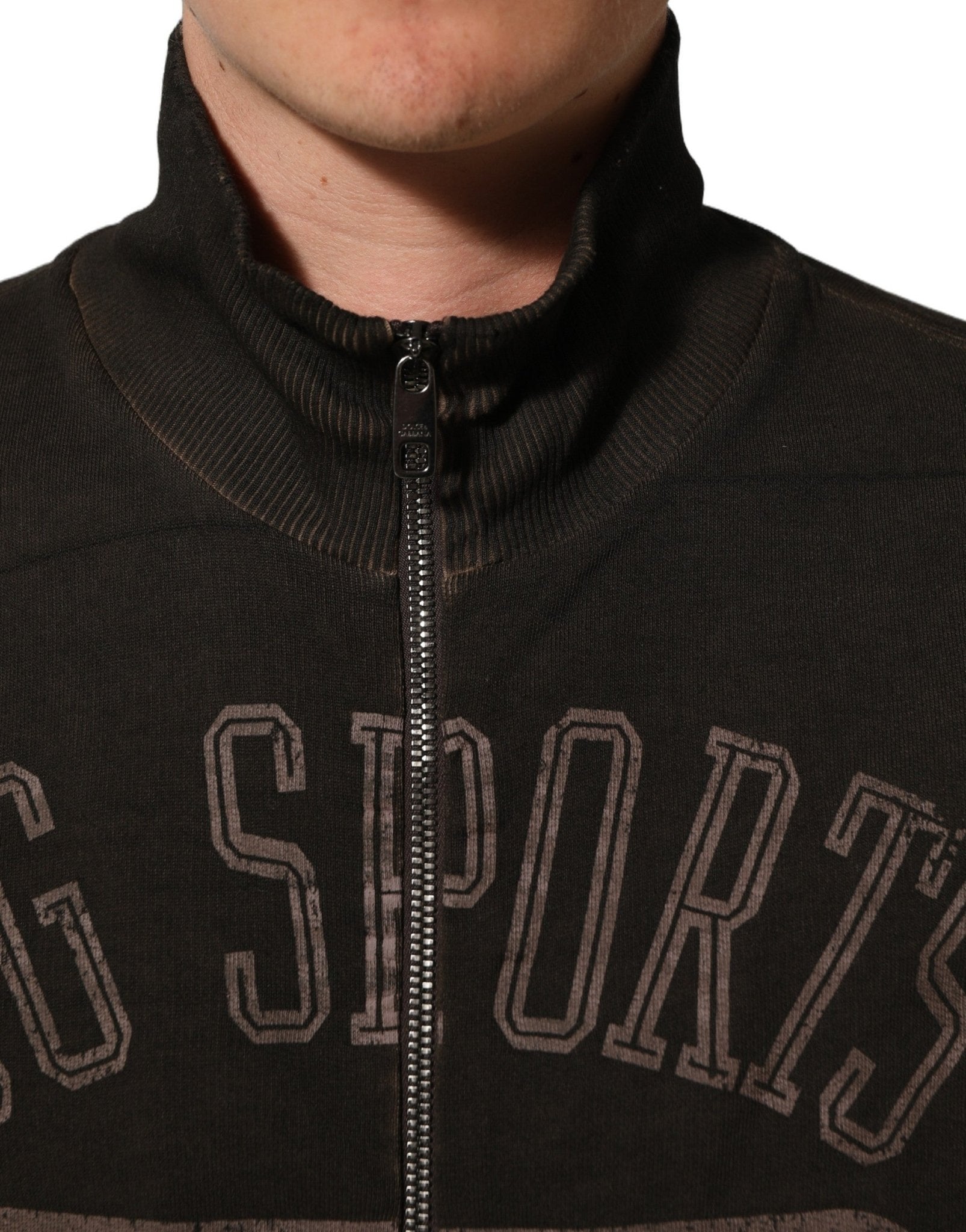 Dolce & Gabbana Brown Logo Print Full Zip Sweatshirt Sweater - RIMODA
